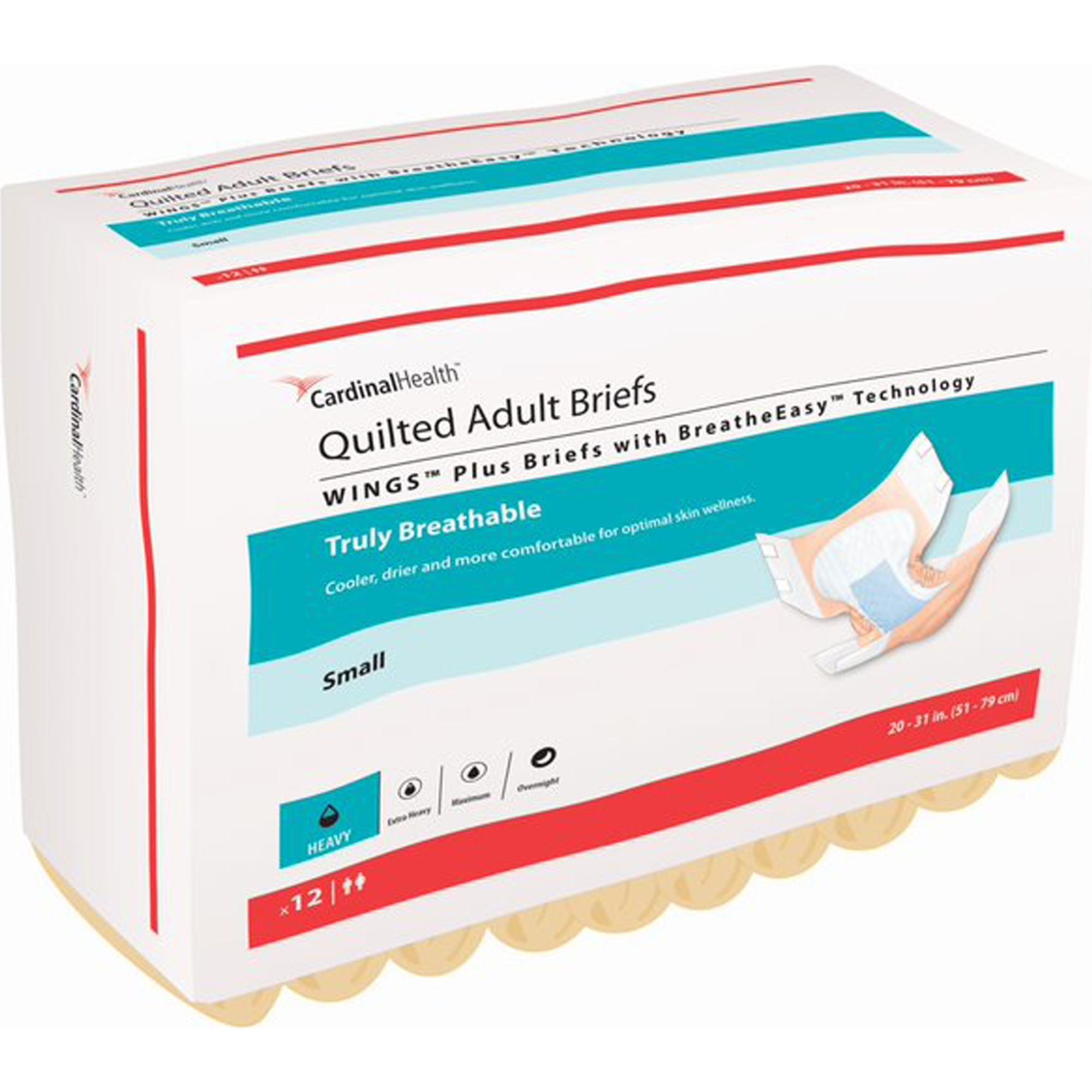 Wings Plus Quilted Adult Briefs with BreatheEasy Technology, Heavy Absorbency
