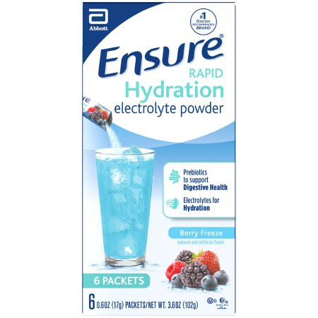 Ensure Rapid Hydration Electrolyte Powder, Berry Freeze Flavor, 0.7 oz., Individual Packet