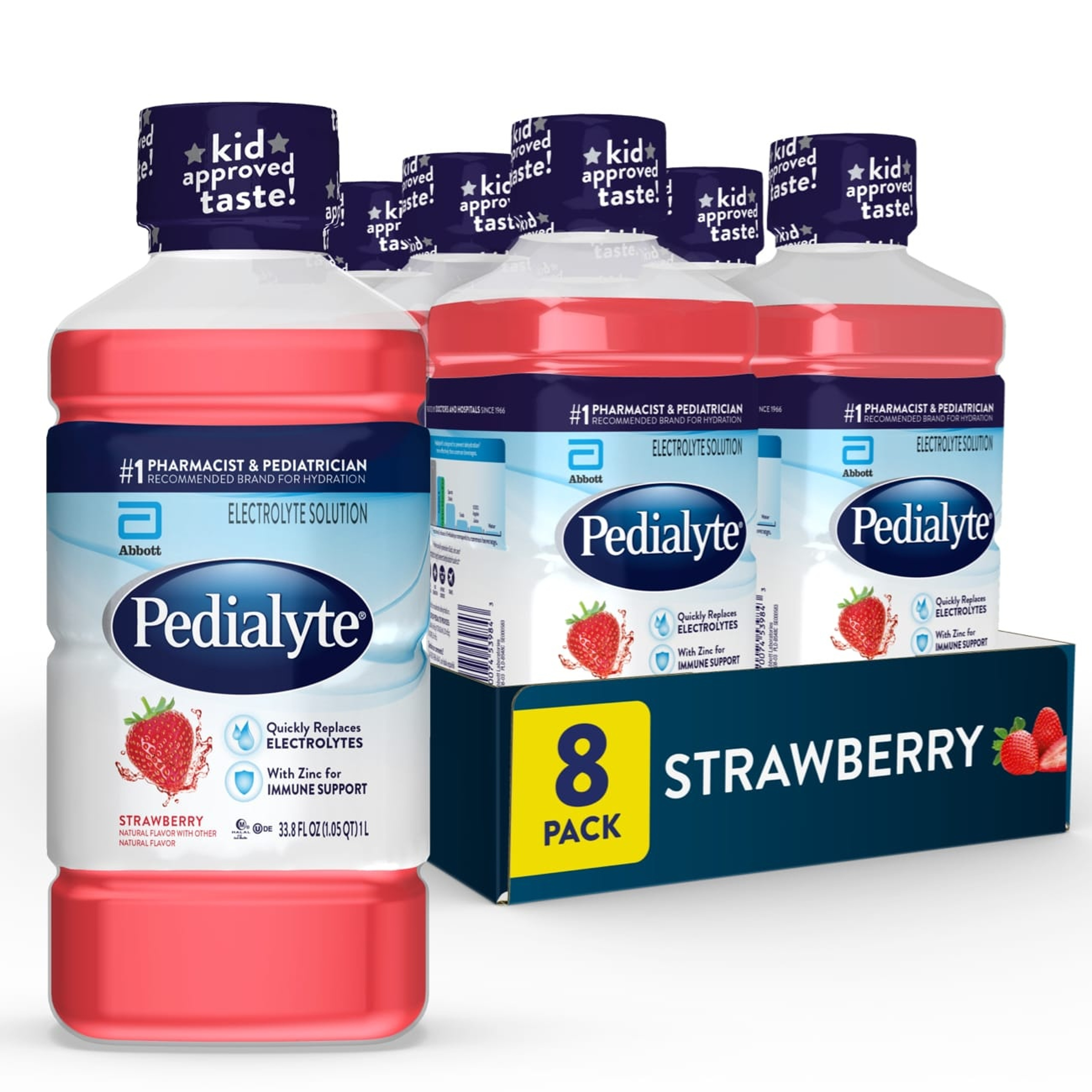 Pedialyte Electrolyte Solution, Strawberry Flavor, 1 Liter, Bottle