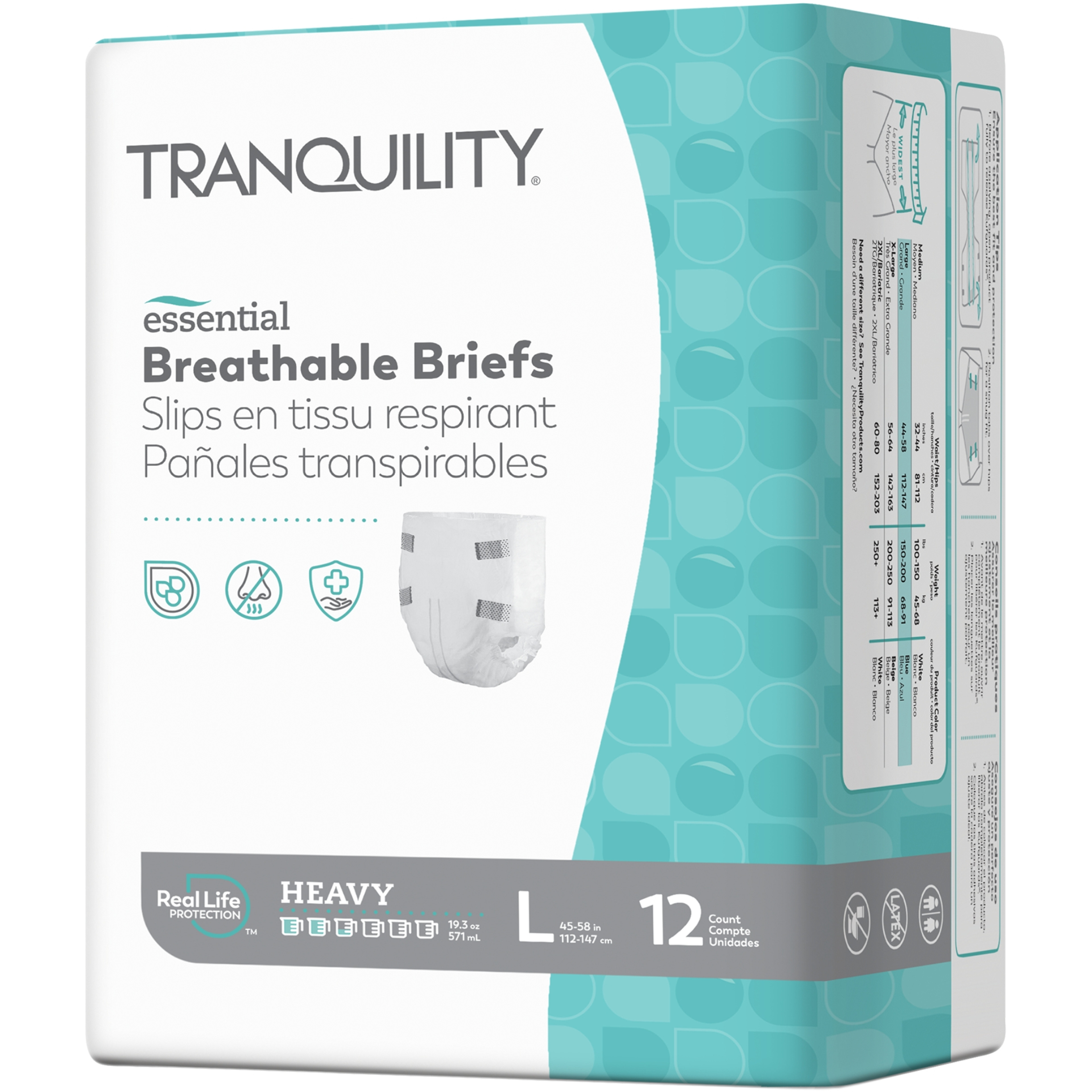 Tranquility Essential Breathable Adult Briefs with Tabs, Heavy Absorbency