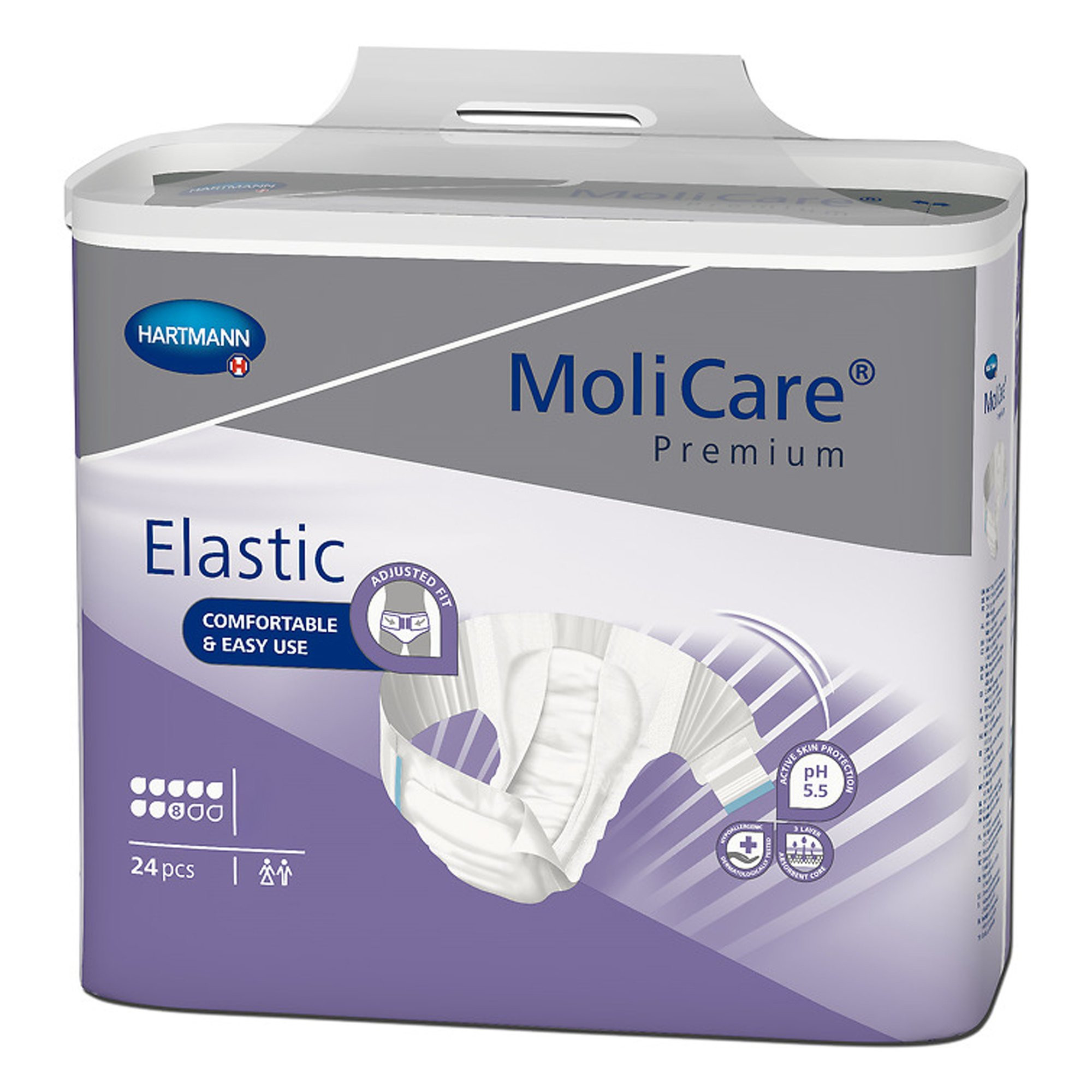 MoliCare Premium 8D Elastic Disposable Brief Adult Diapers with Tabs, Heavy Absorbency