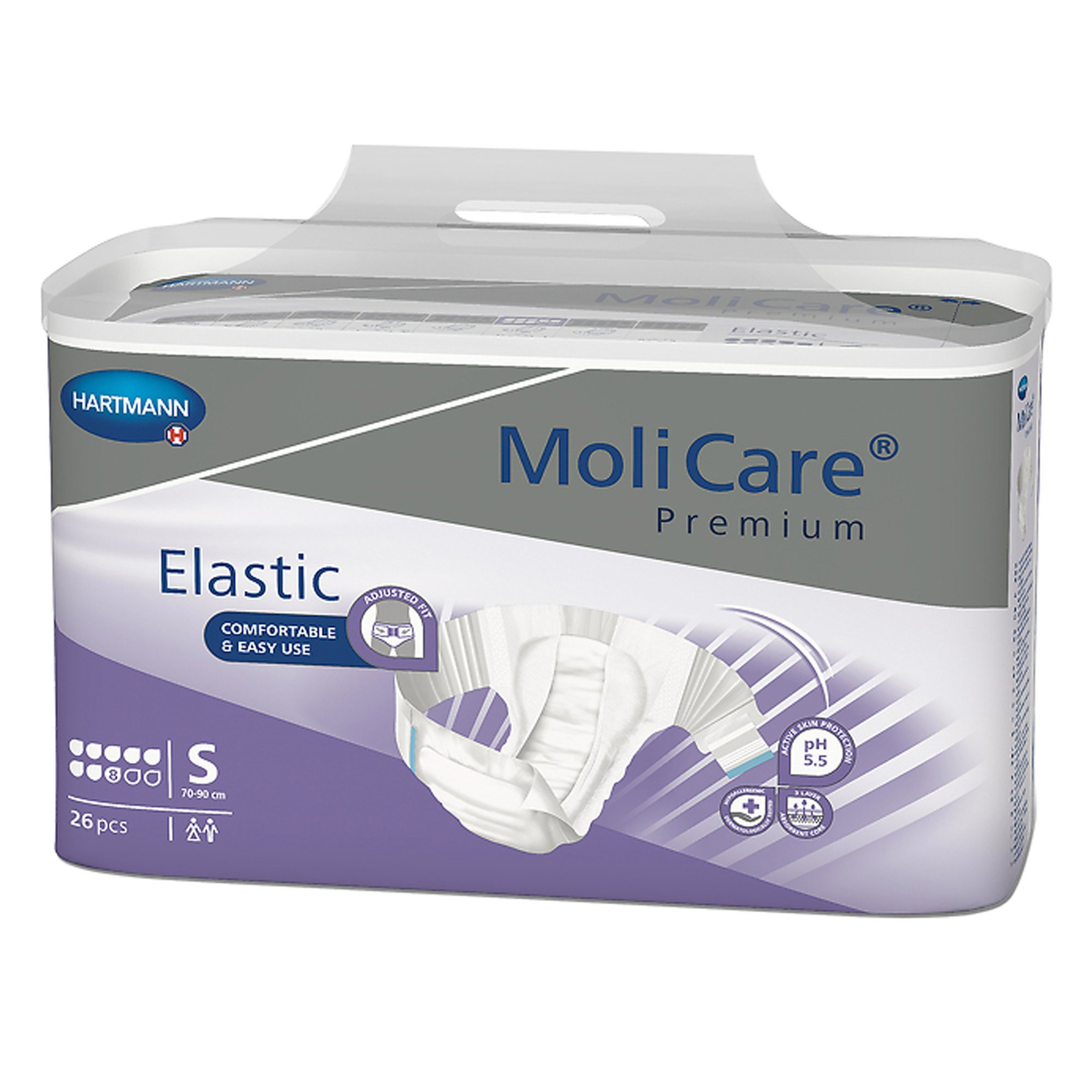 MoliCare Premium 8D Elastic Disposable Brief Adult Diapers with Tabs, Heavy Absorbency