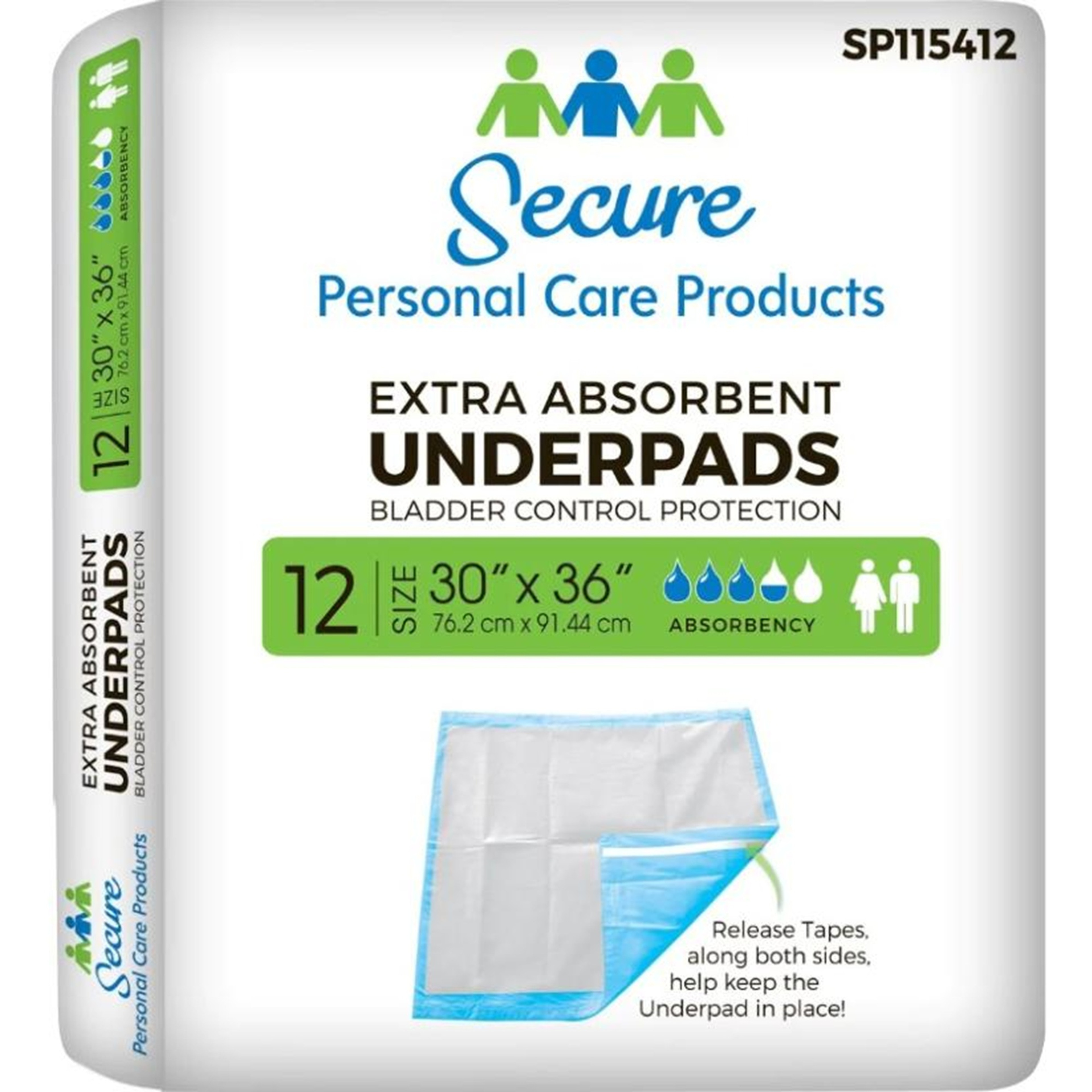 Secure Personal Care Products Disposable Underpad, Heavy Absorbency