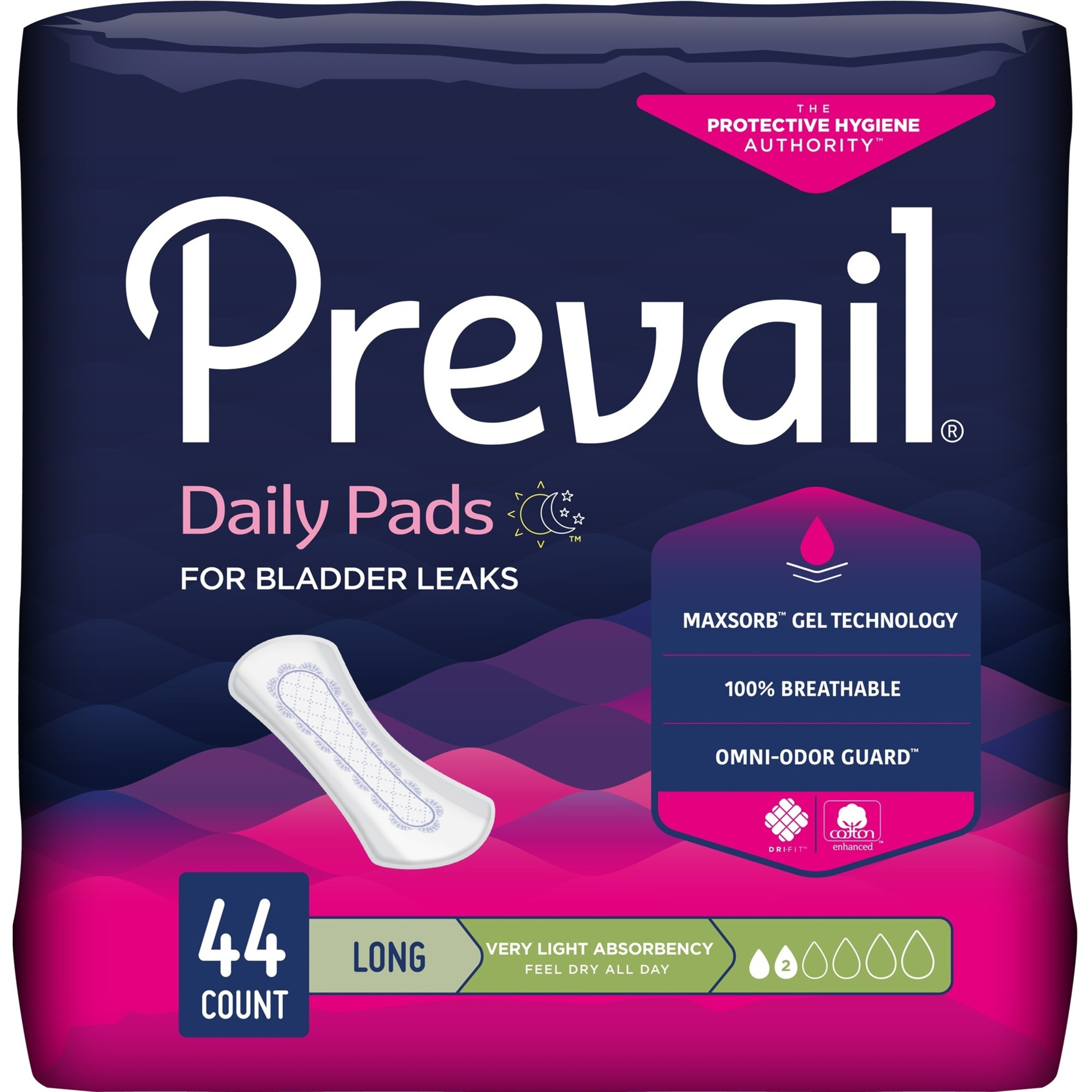 Prevail Daily Pads for Bladder Leaks, Light Absorbency