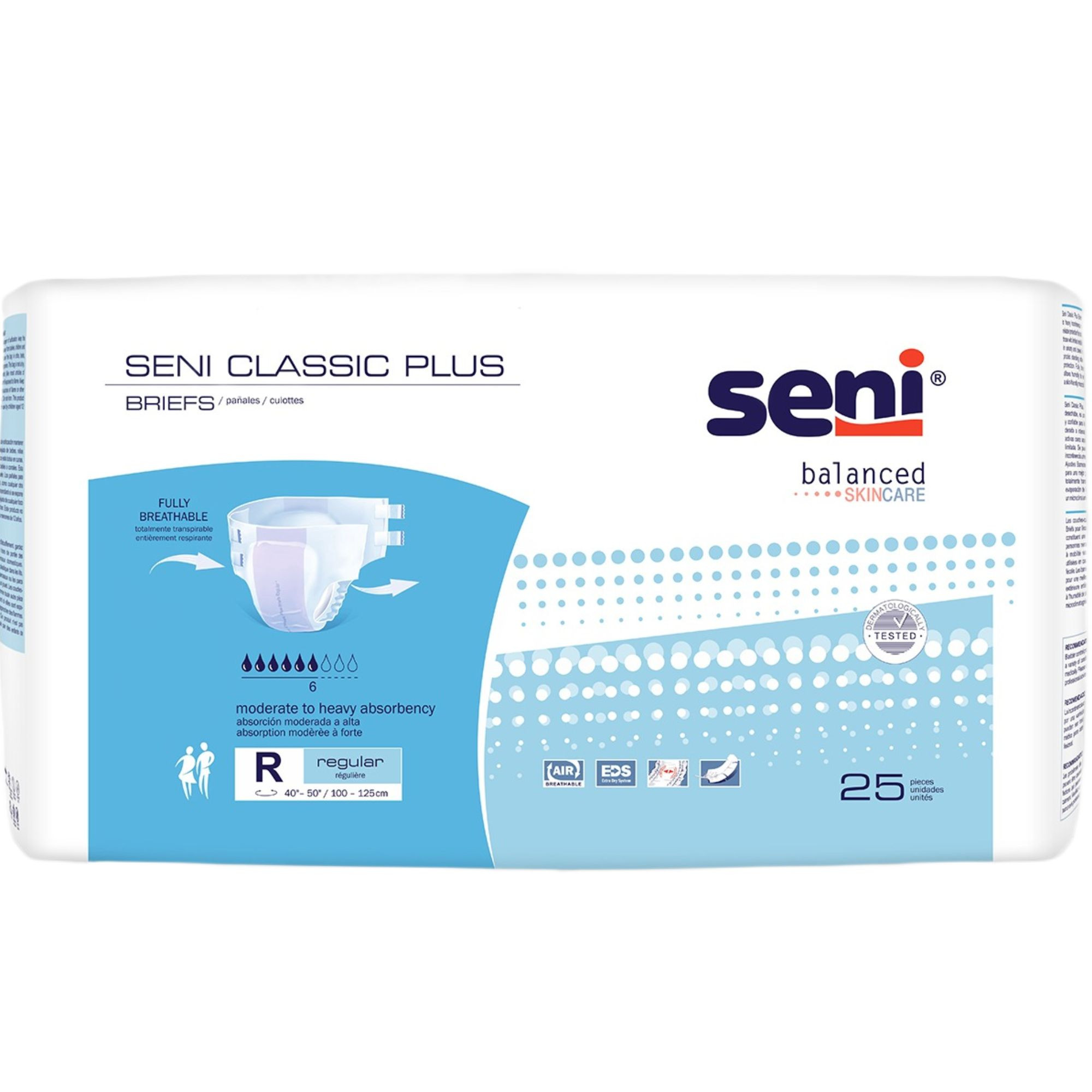 Seni Classic Plus Brief Adult Diapers with Tabs, Moderate Absorbency