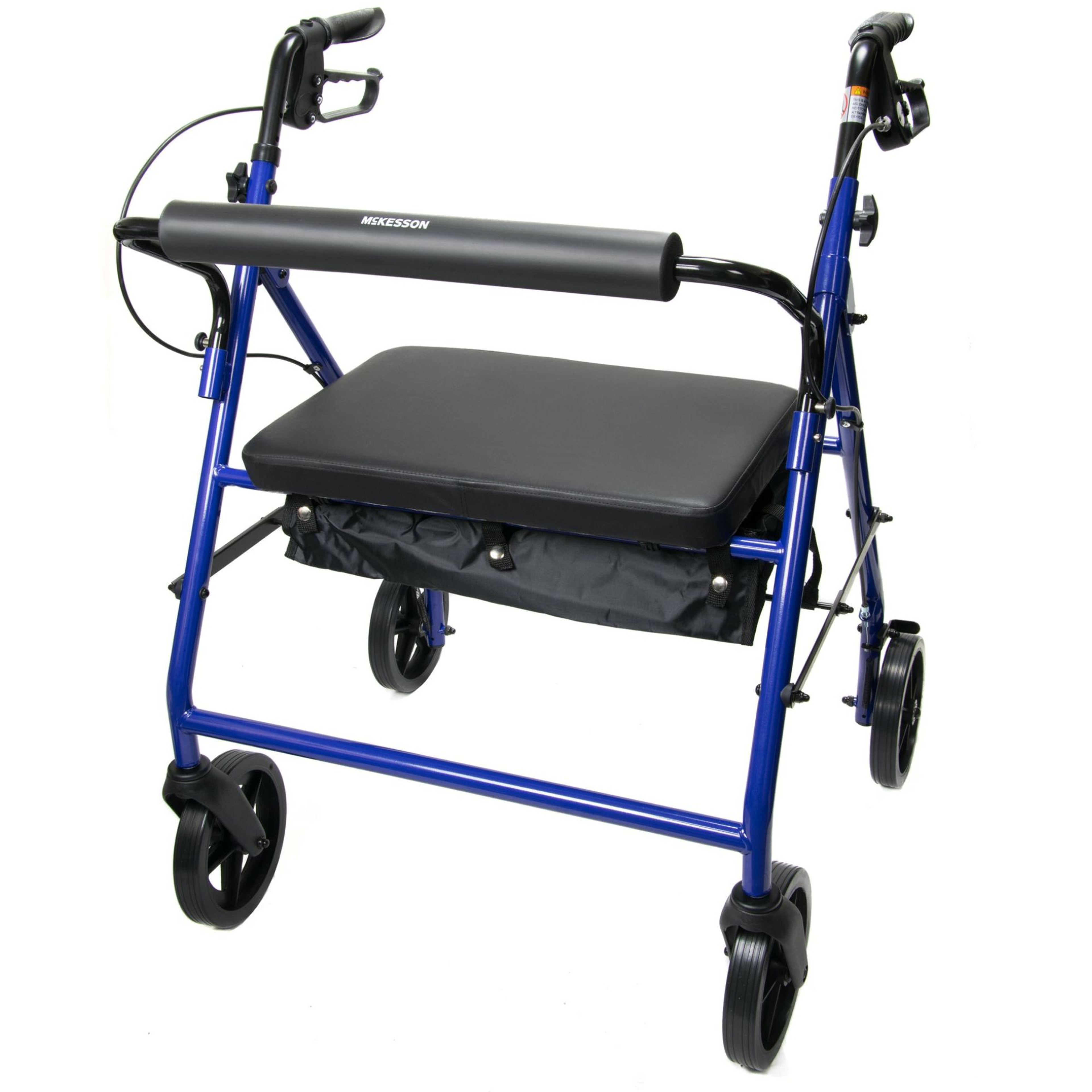 McKesson Folding Bariatric 4 Wheel Rollator, Blue, Steel Frame
