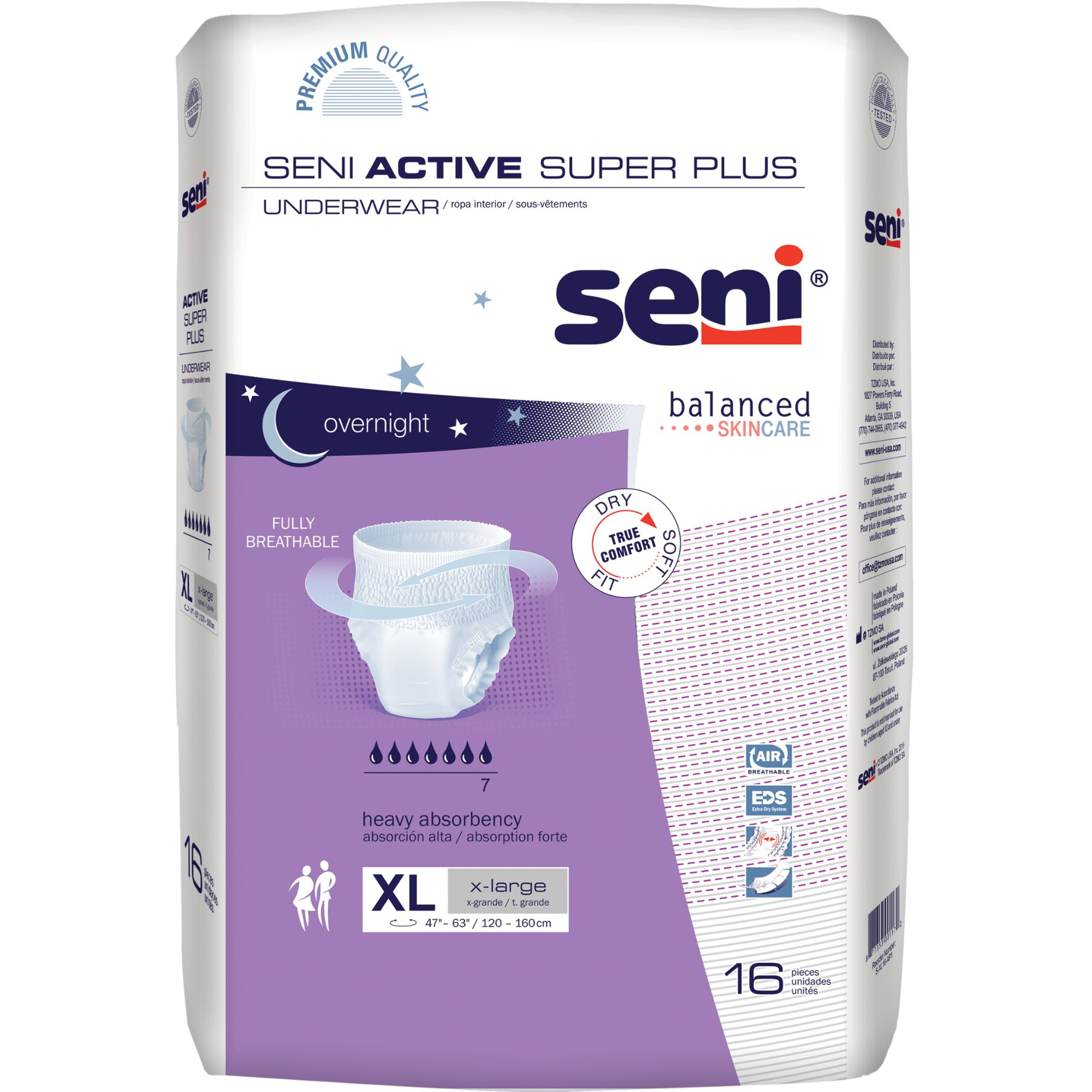 Seni Active Super Plus Adult Incontinence Pull-Up Underwear, Overnight Absorbency