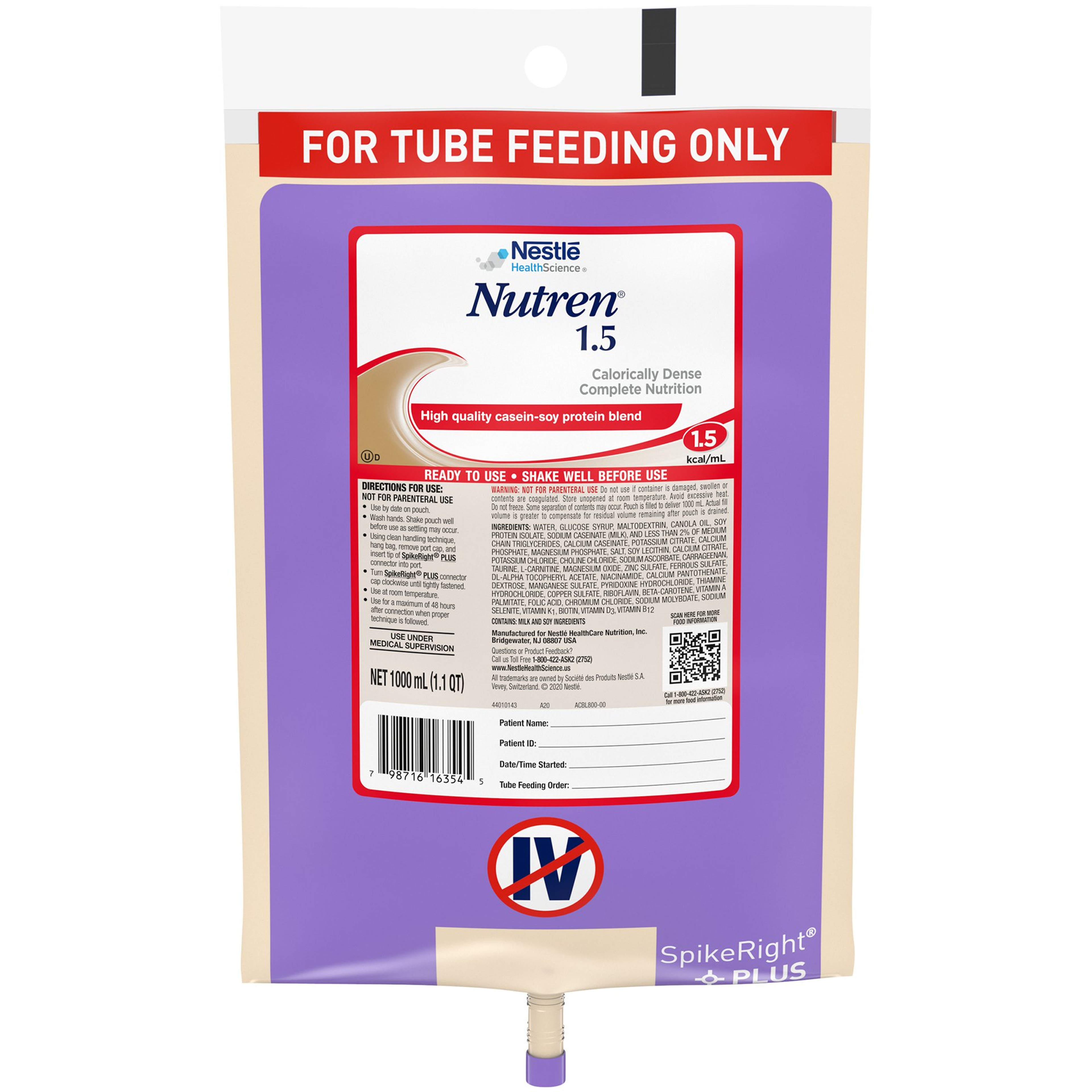 Nutren 1.5 Calorically Dense Complete Nutrition Tube Feeding Formula, 33.8 oz.