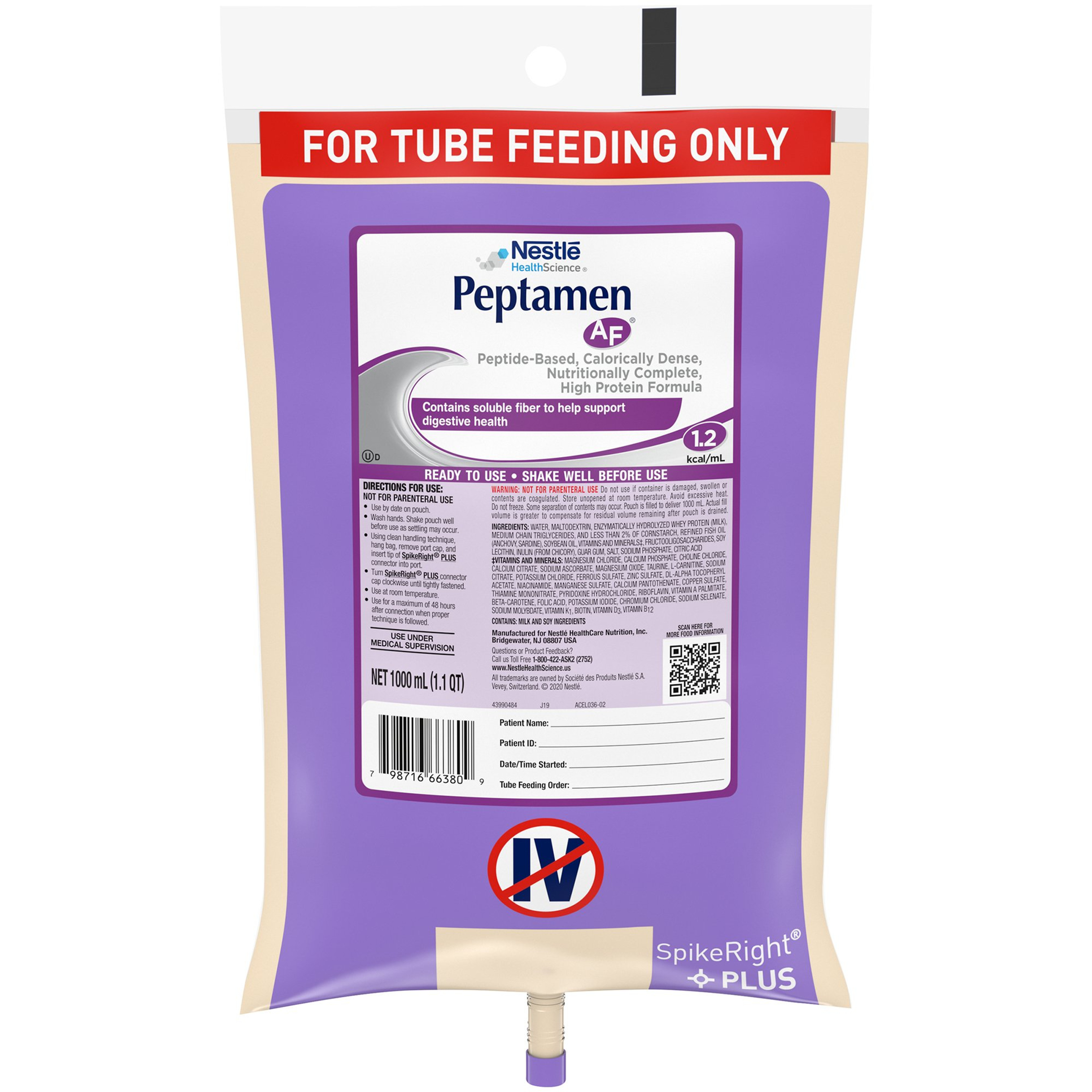 Peptamen AF Peptide-Based Nutritionally Complete Tube Feeding Formula, 33.8 oz.