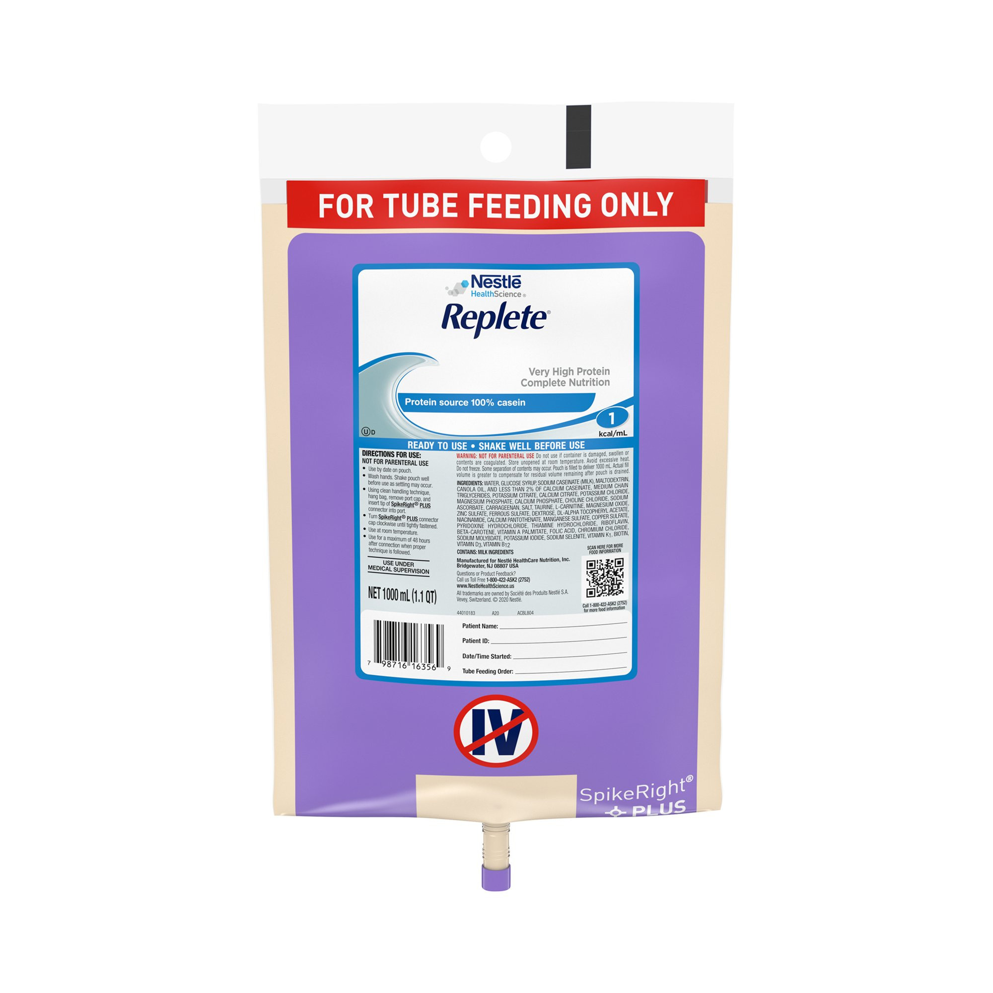 Nestle HealthScience Replete Very High Protein Tube Feeding Formula, 33.8 oz.