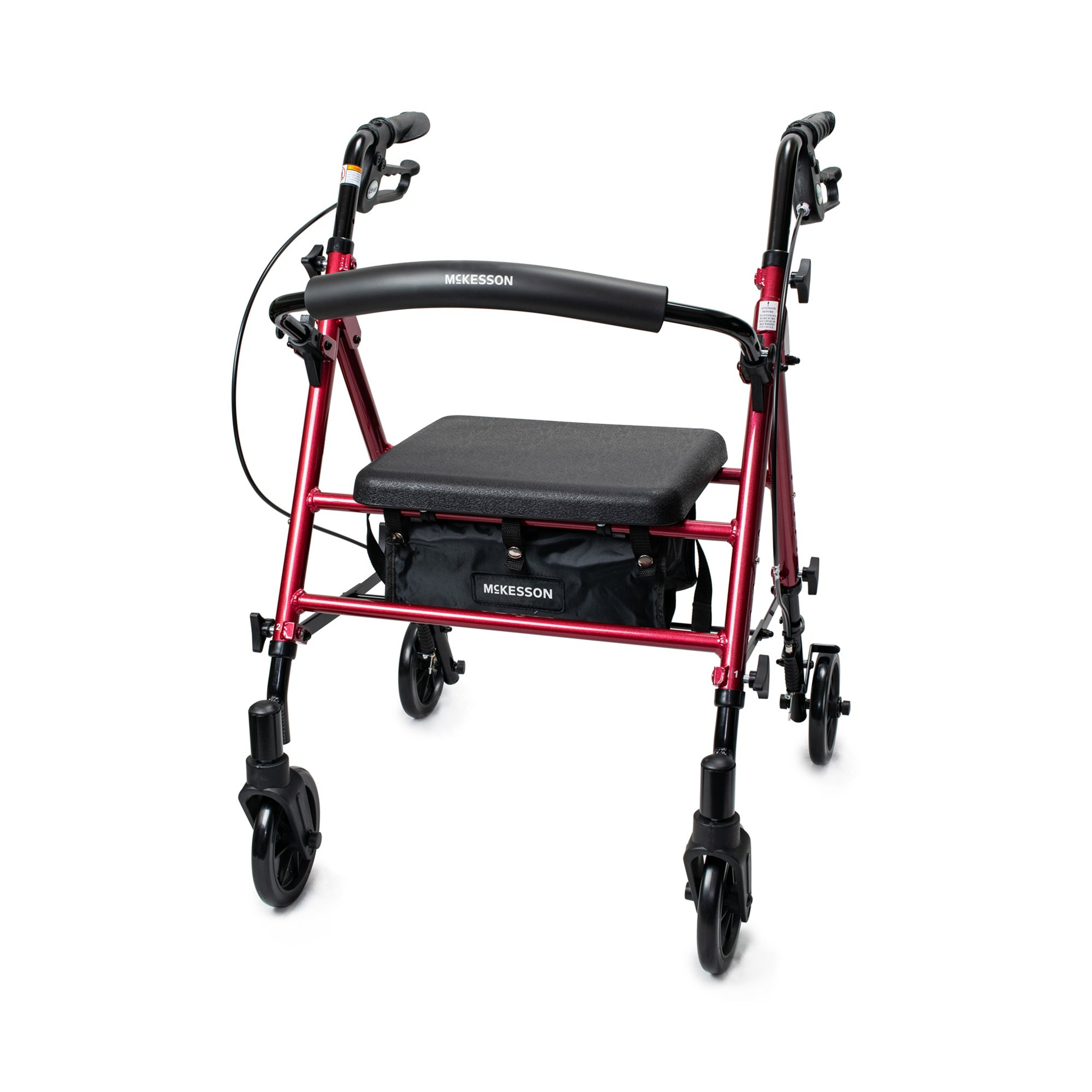 McKesson Aluminum 4 Wheel Rollator, Red