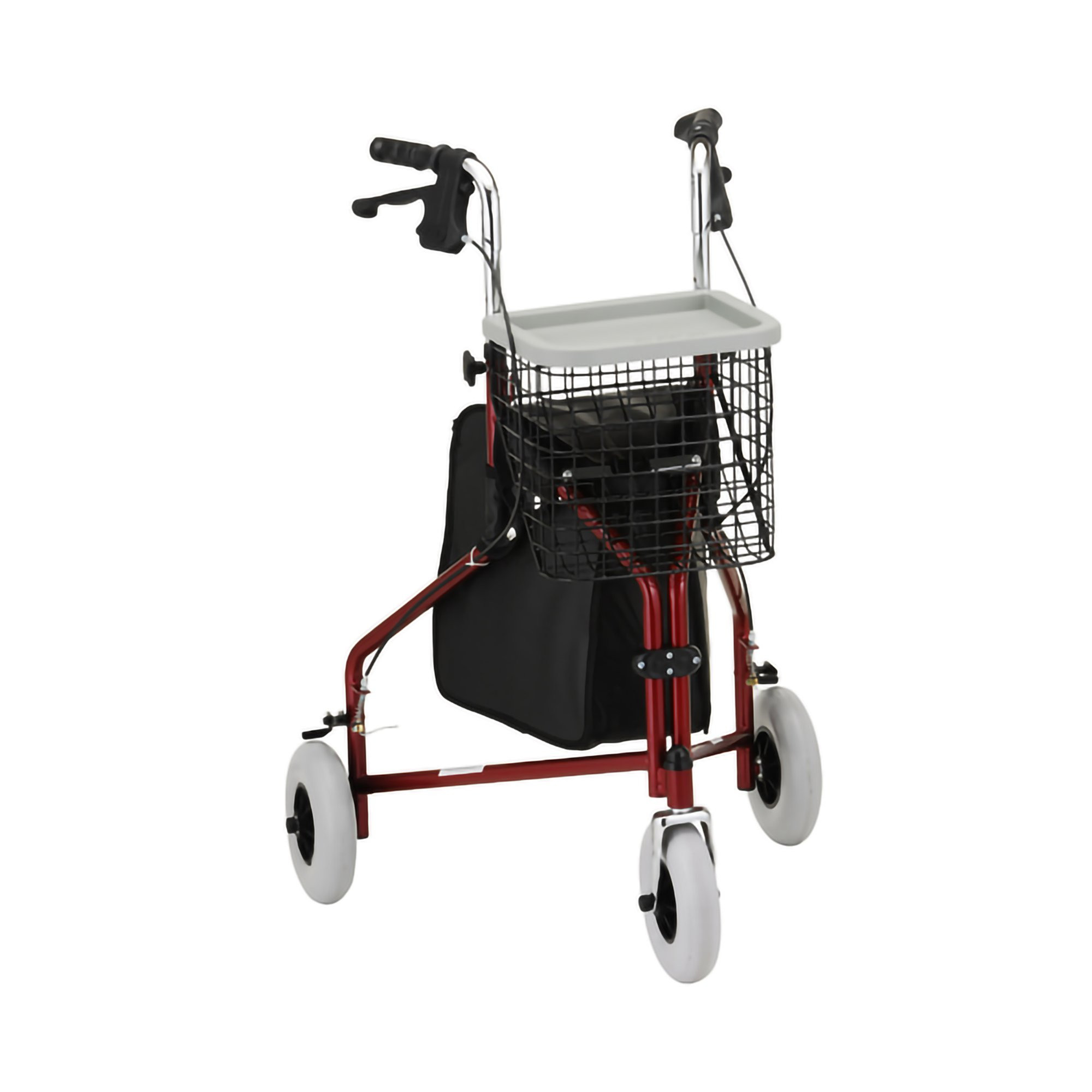 Traveler Adjustable Height 3 Wheel Rollator, 8" Casters