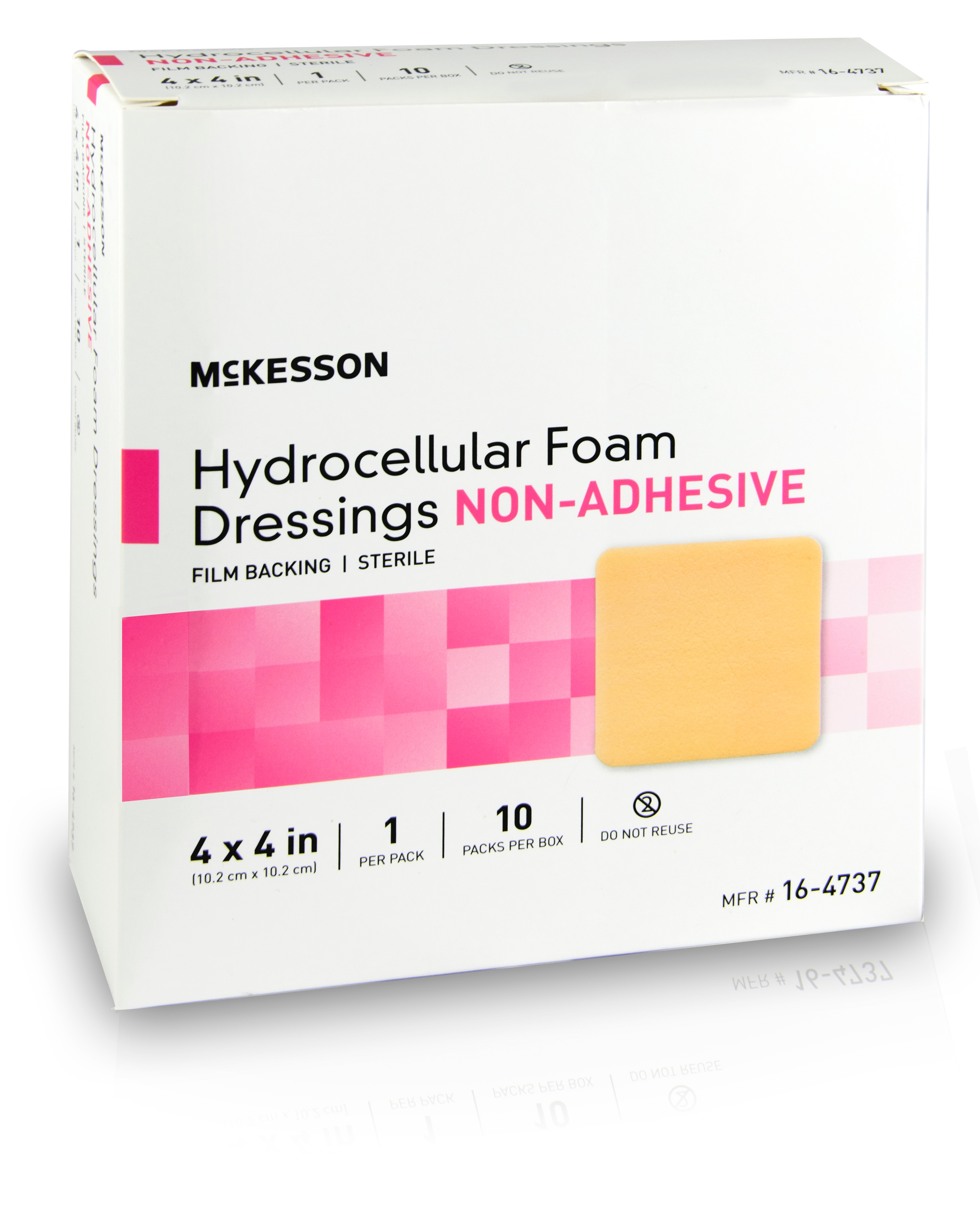 McKesson Non-Adhesive Hydrocelluar Foam Dressings, 4 X 4"