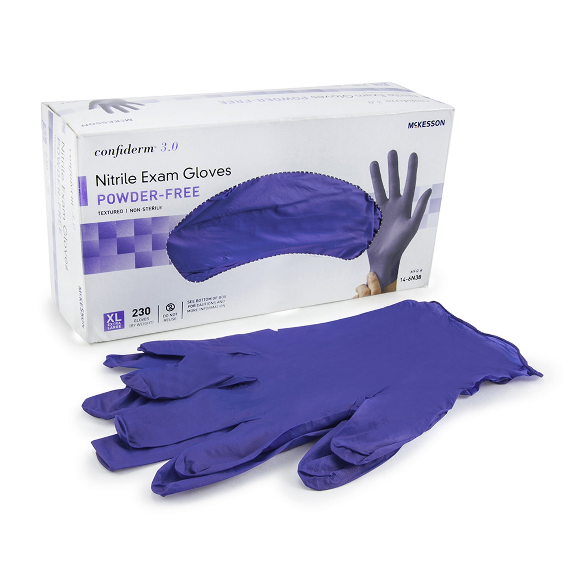 McKesson Confiderm 3.0 Powder-Free Nitrile Gloves, Blue