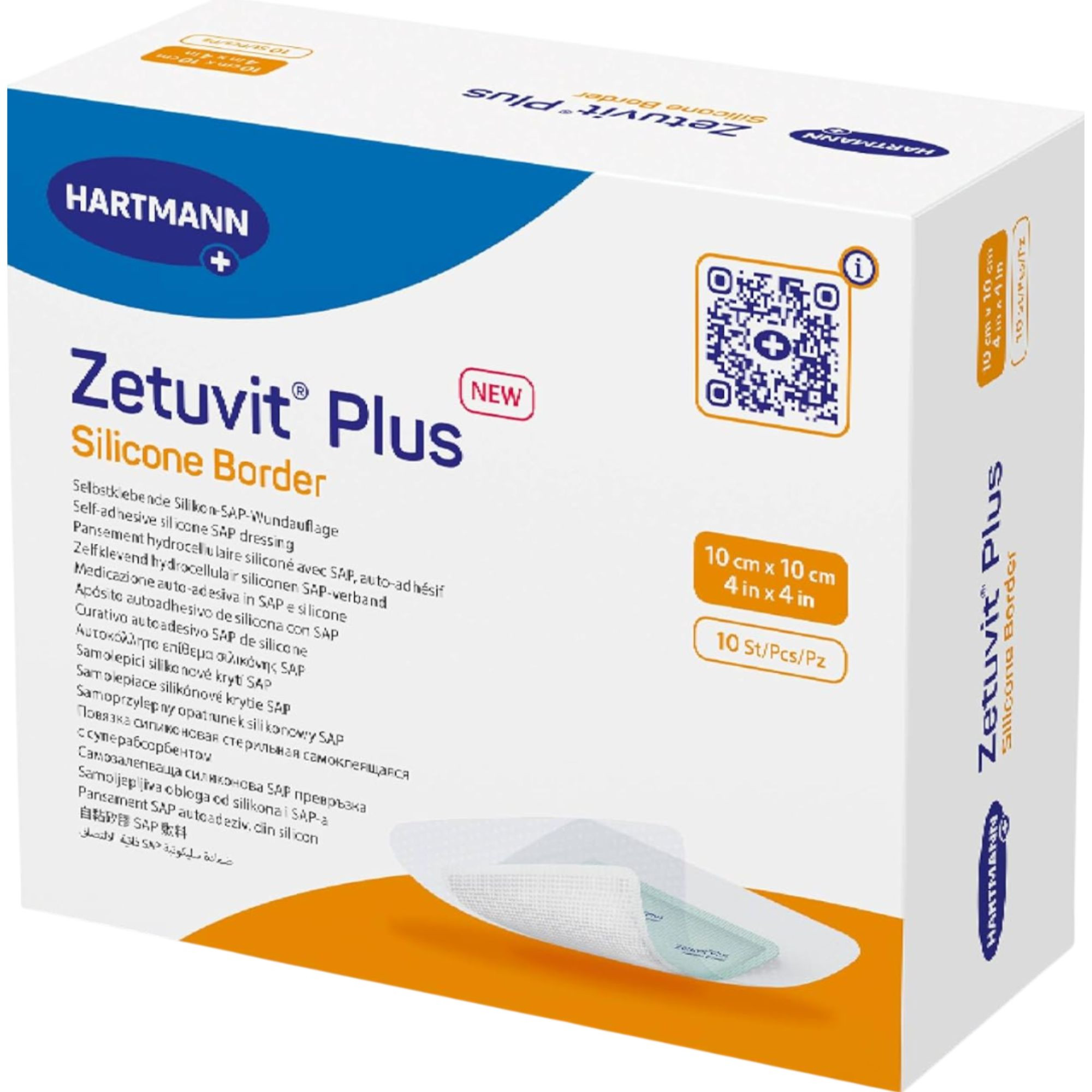 Zetuvit Plus Silicone Border Super Absorbent Dressing, 4 X 4"