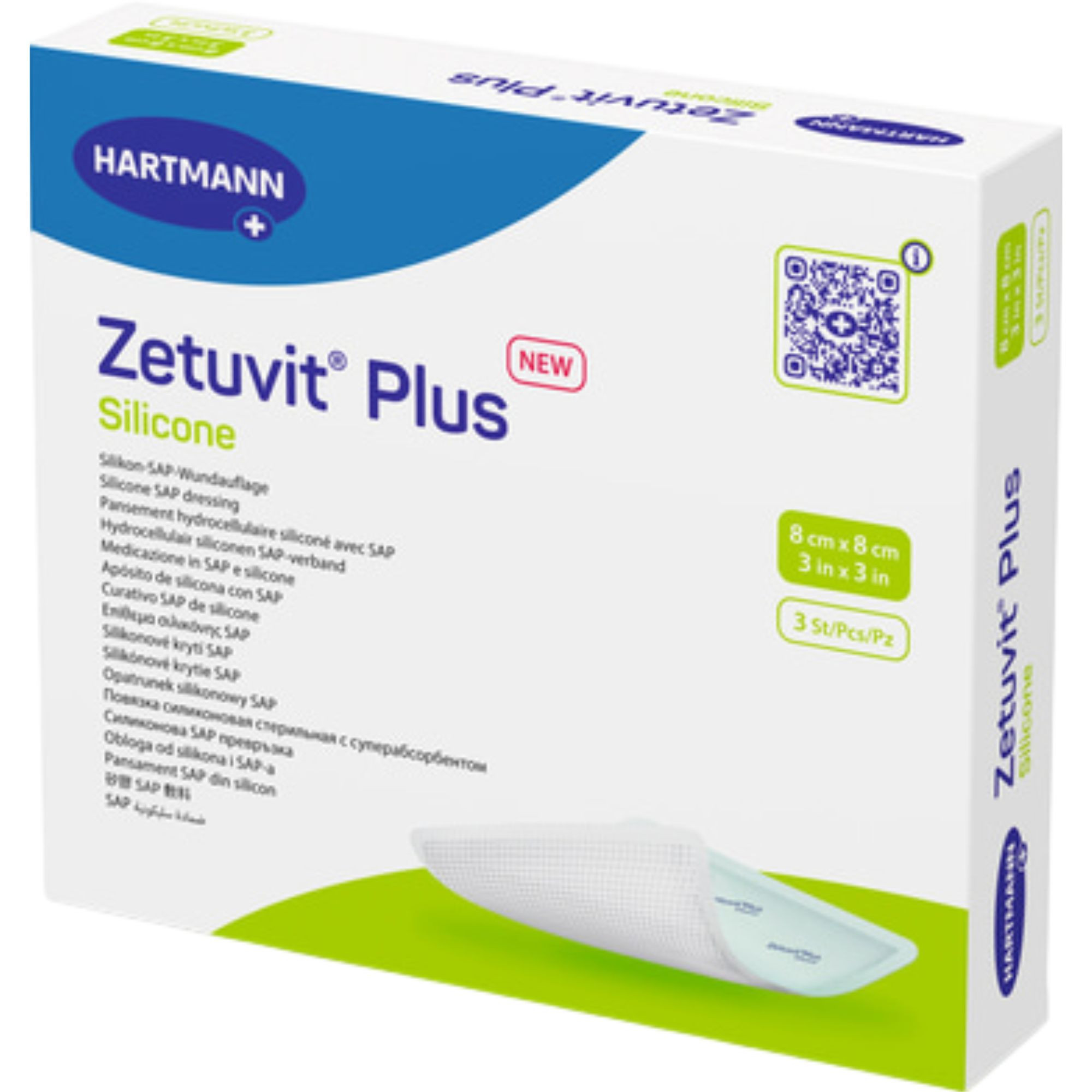 Zetuvit Plus Silicone Super Absorbent Dressing, 3 X 3"
