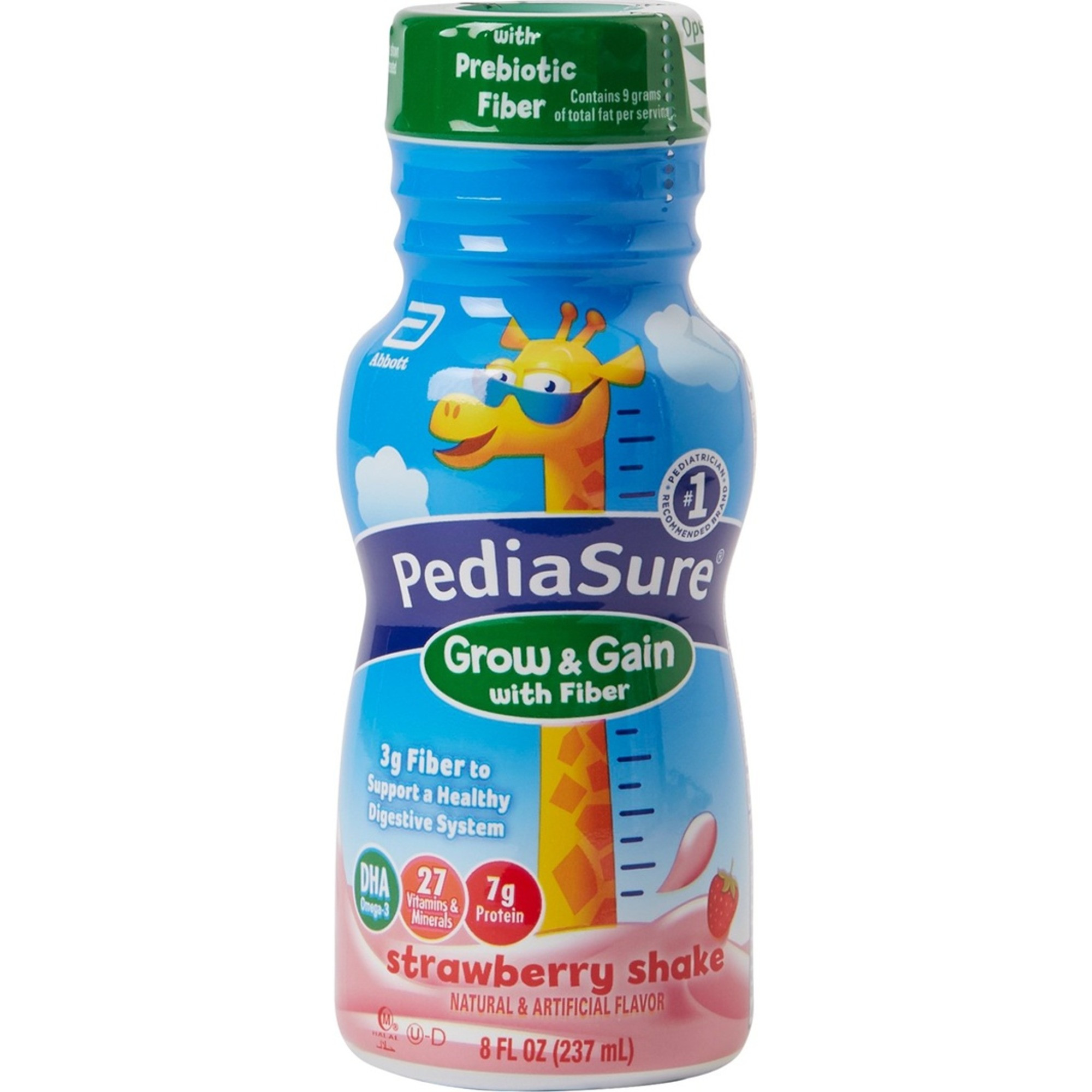 PediaSure Grow & Gain Pediatric Shake with Fiber, Strawberry, 8 oz.