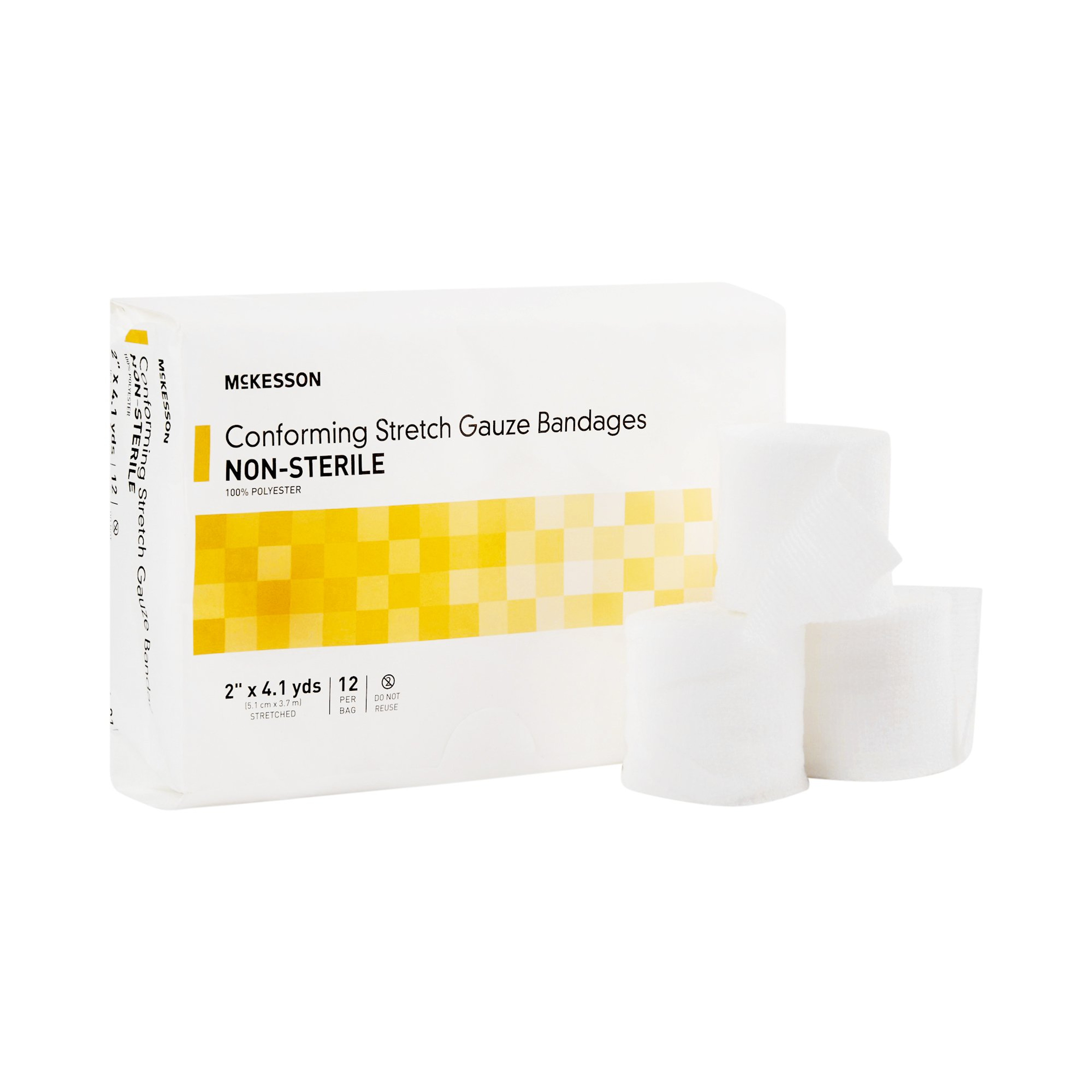 McKesson Conforming Stretch Gauze Bandages, Non-Sterile, 2" x 4.1 yds