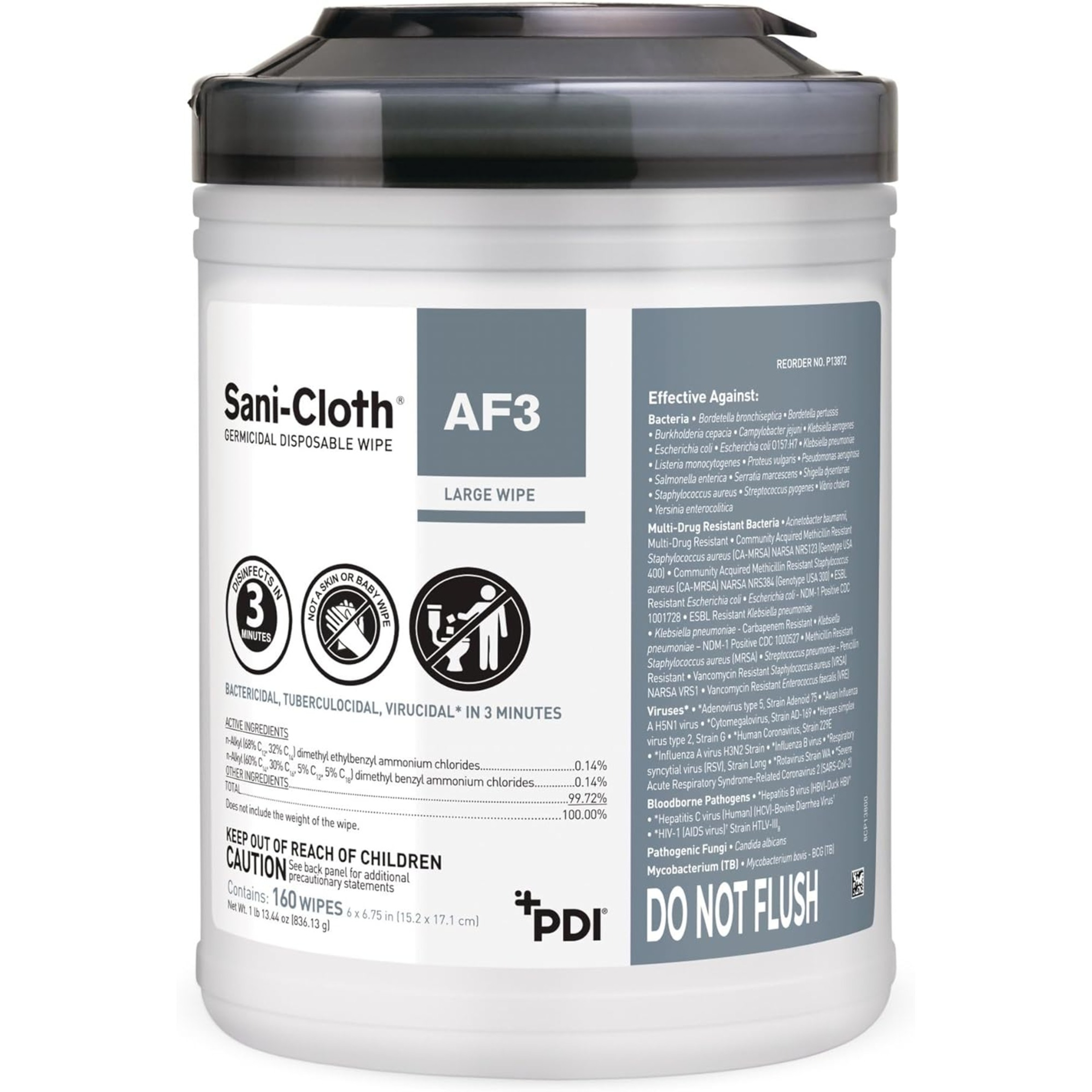 Sani-Cloth AF3 Surface Disinfectant Cleaner Wipe, 6 x 6-3/4", Large Canister