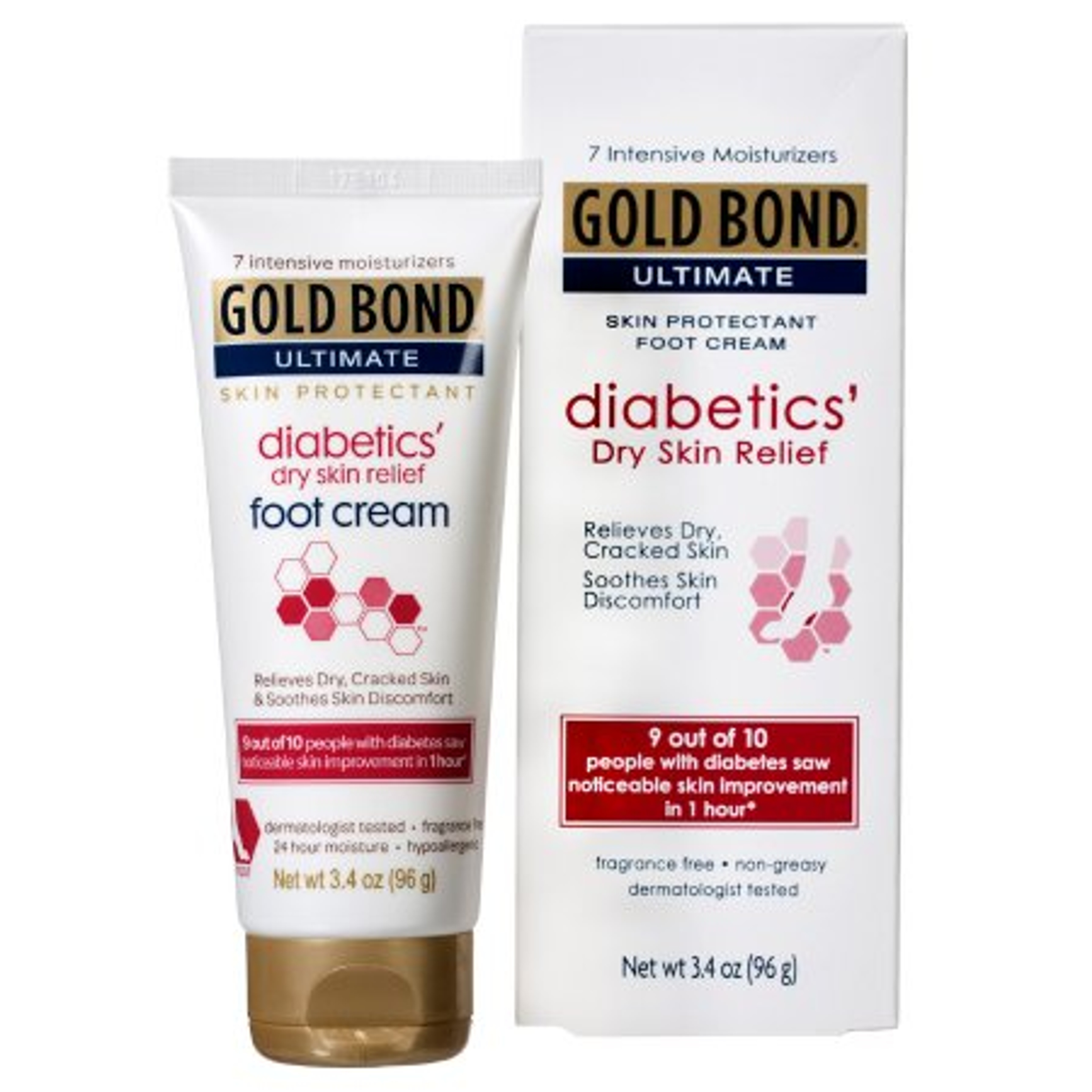 Gold Bond Ultimate Diabetics' Dry Skin Relief Foot Cream, Unscented, 3.4 oz.