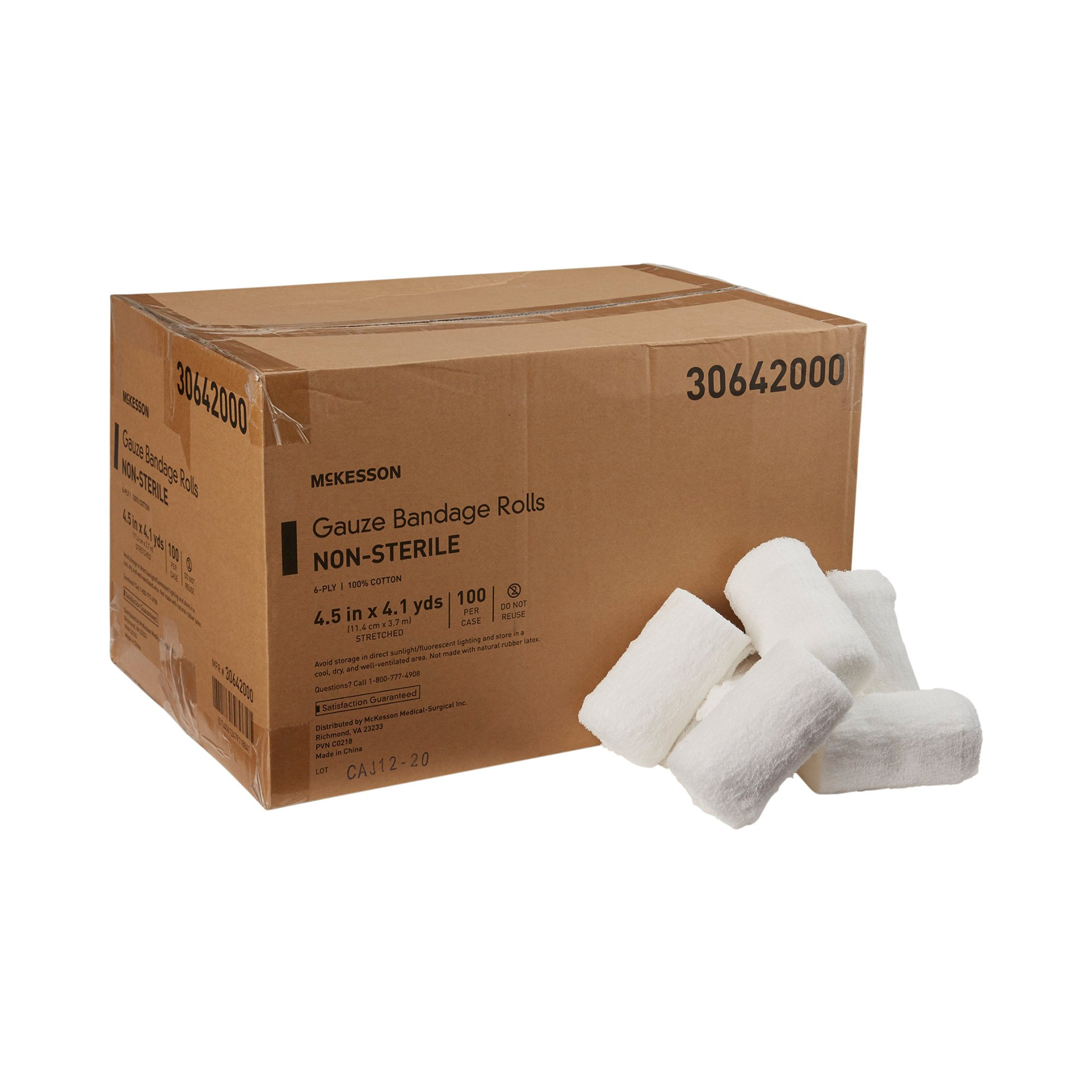 McKesson Gauze Bandage Rolls,  4.5" X 4-1/10 yd