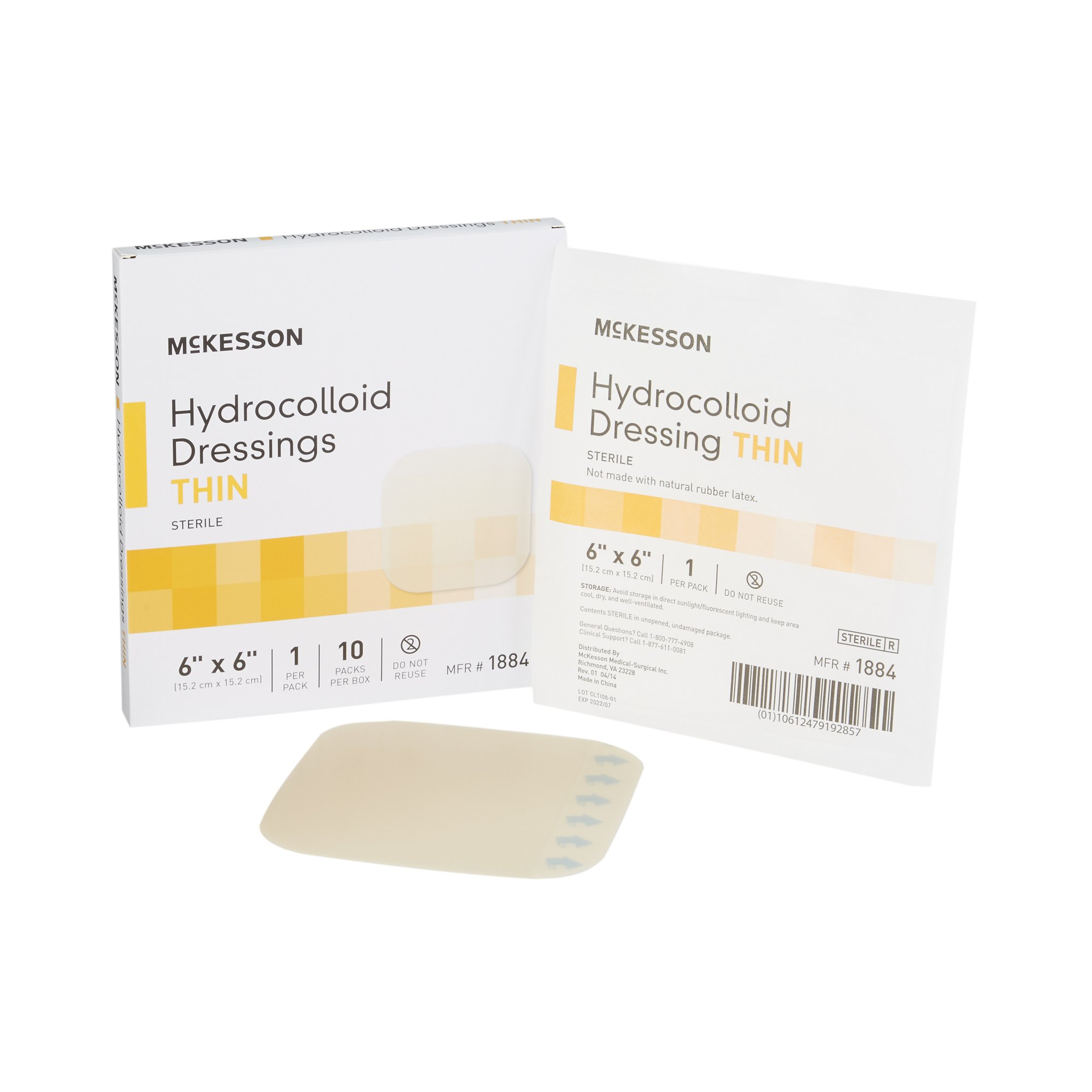 McKesson Hydrocolloid Dressings Thin, 6 X 6"