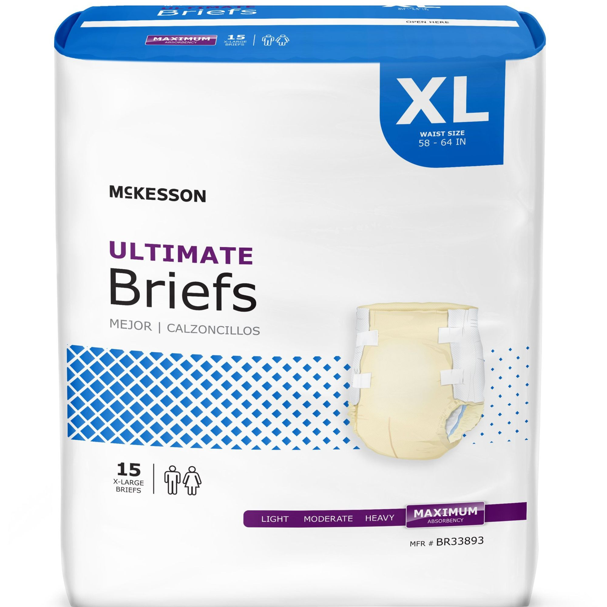 McKesson Ultimate Brief Adult Diapers with Tabs, Maximum Absorbency