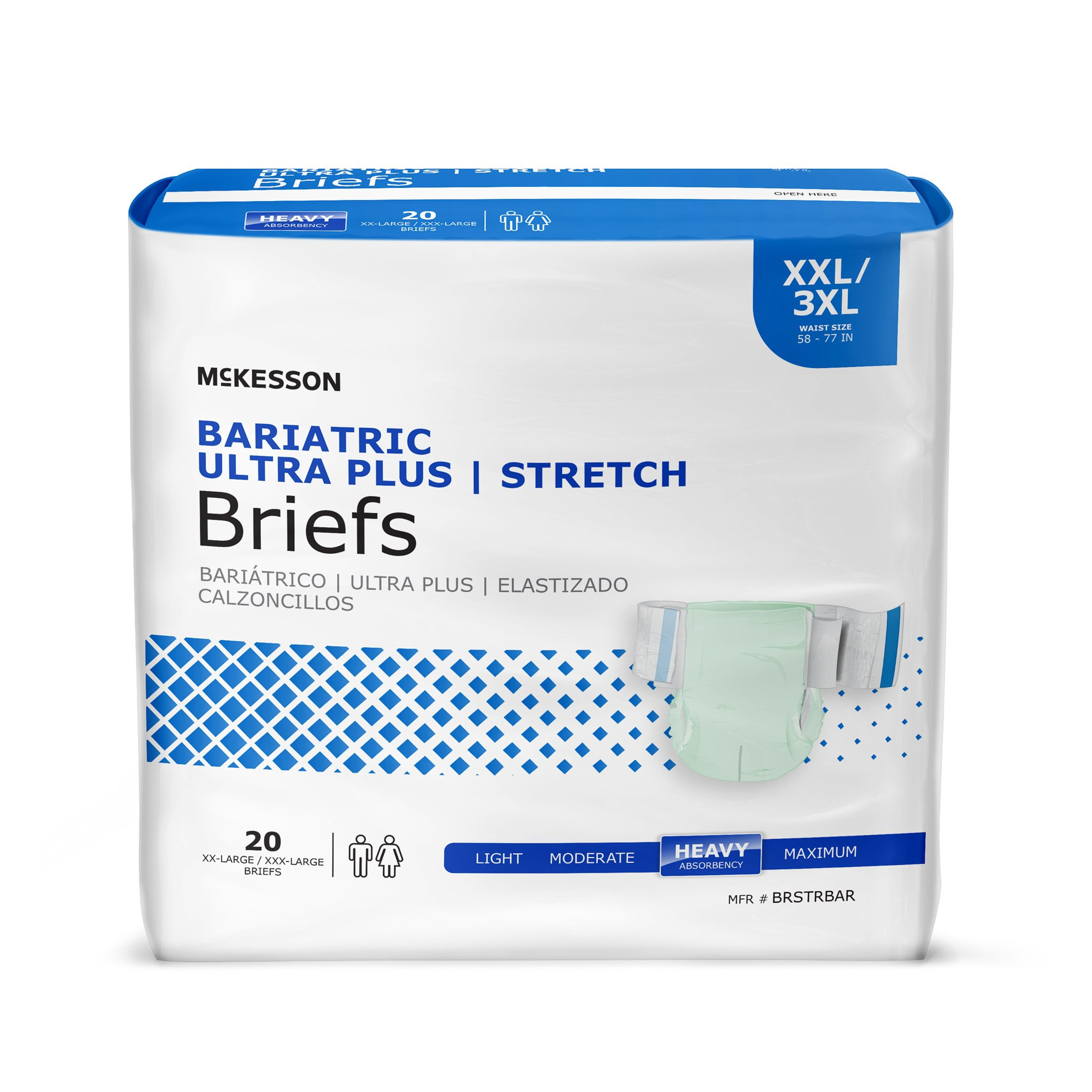 McKesson Bariatric Ultra Plus Stretch Brief Adult Diapers with Tabs, Heavy Absorbency