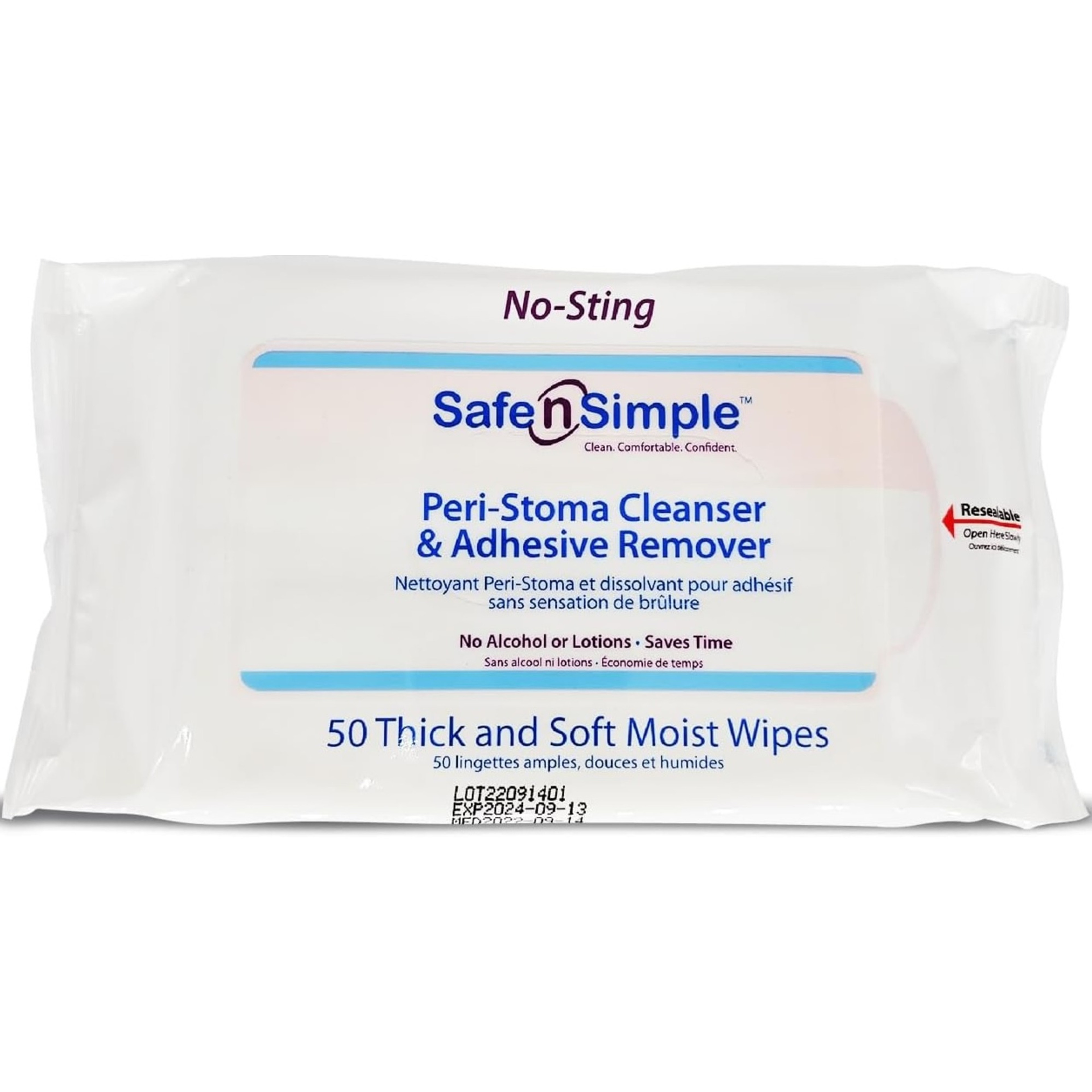 Safe n Simple Peri-Stoma Cleanser & Adhesive Remover Wipes