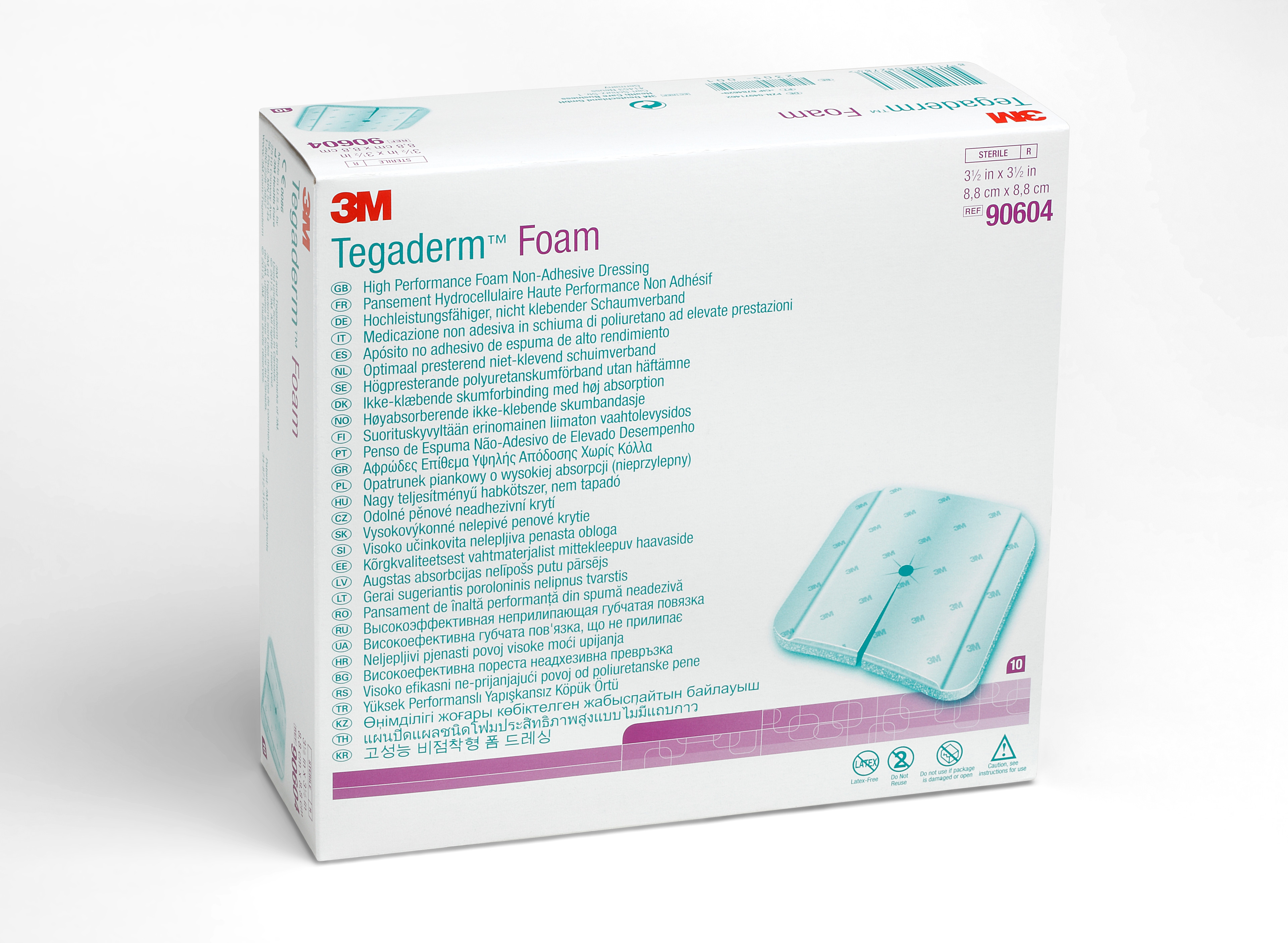 3M Tegaderm Foam High Performance Foam Non-Adhesive Dressing, 3.5 X 3.5"