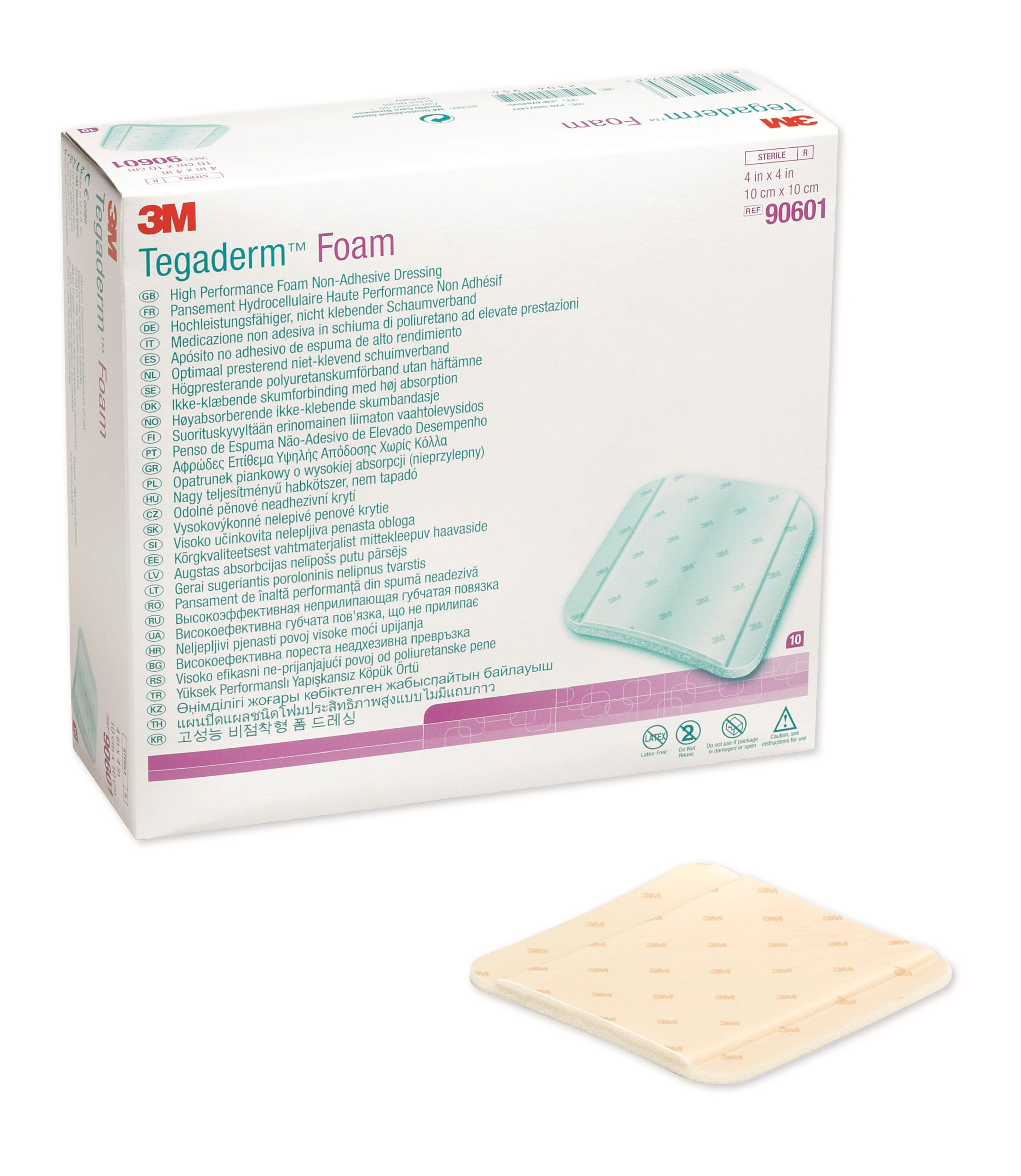 3M Tegaderm Foam High Performance Foam Non-Adhesive Dressing, 4 X 4"
