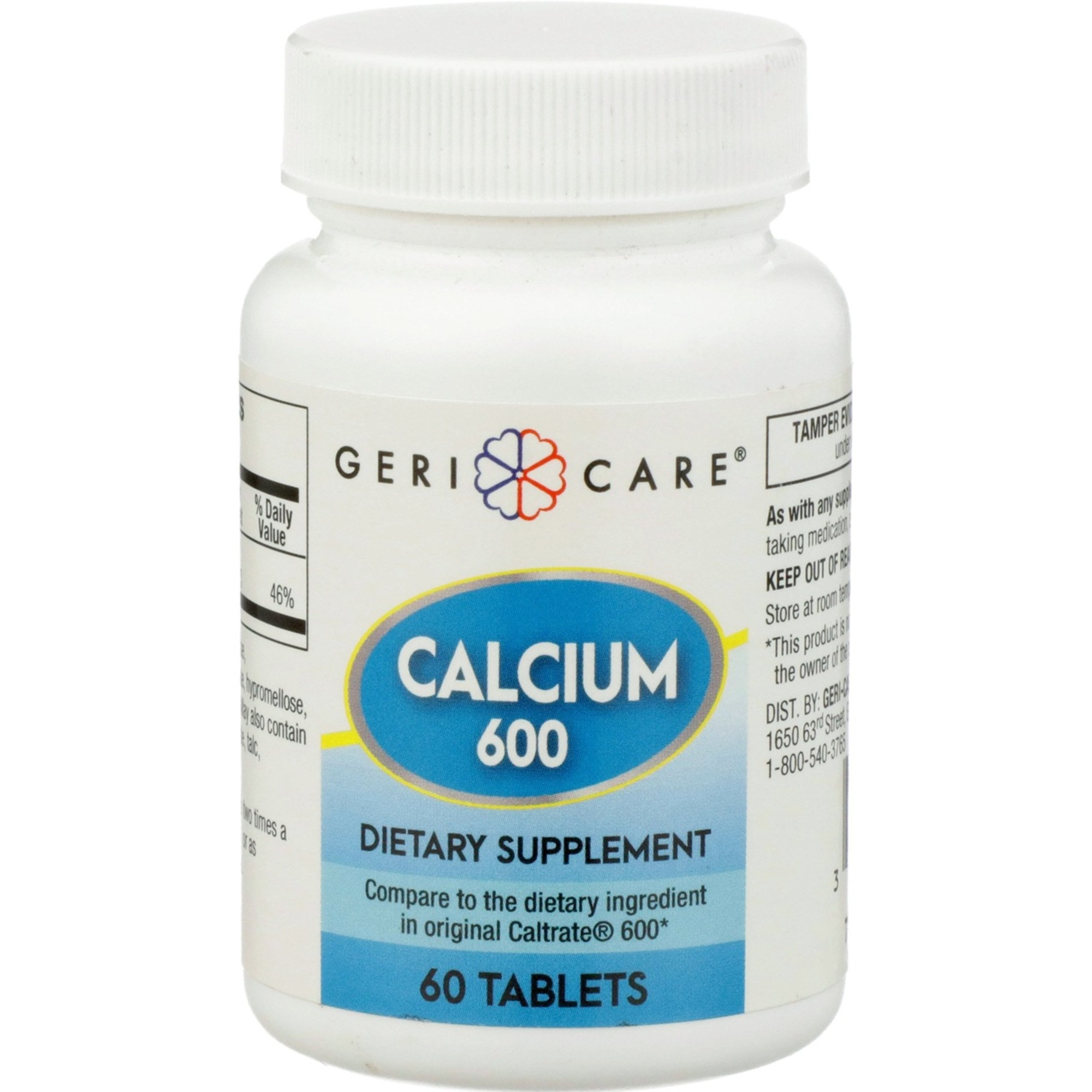 Geri-Care Calcium Dietary Supplement, 600 mg, 60 Tablets