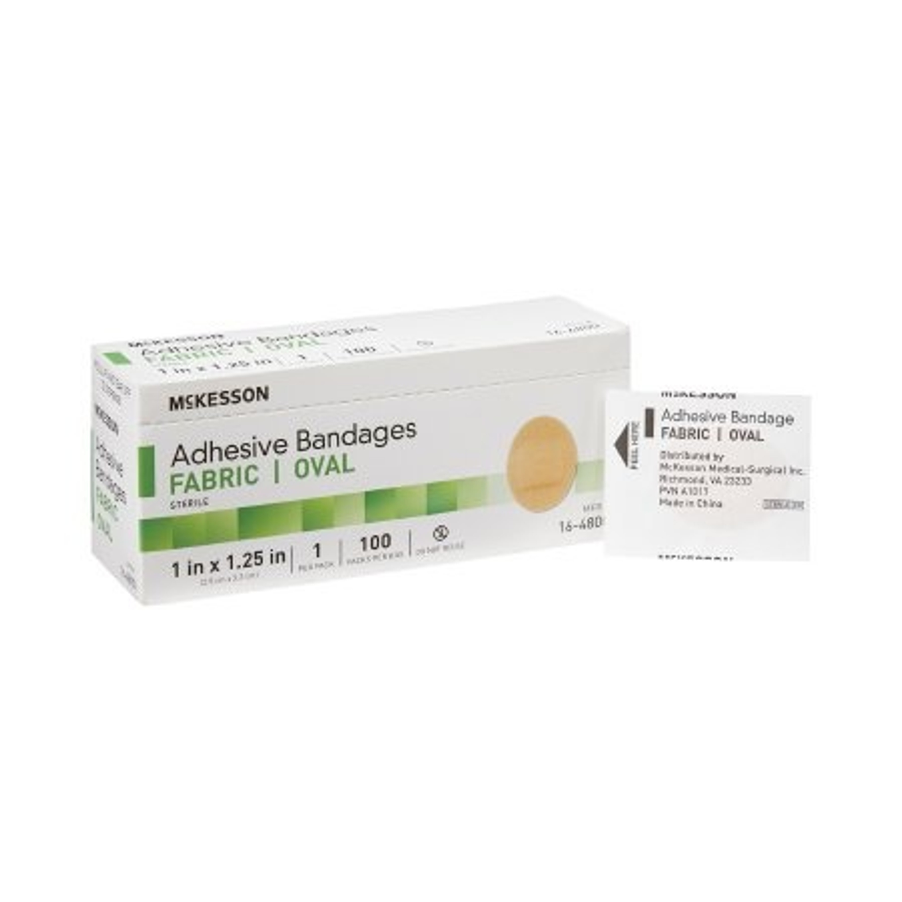 McKesson Oval Adhesive Fabric Bandages, 1 X 1.25"