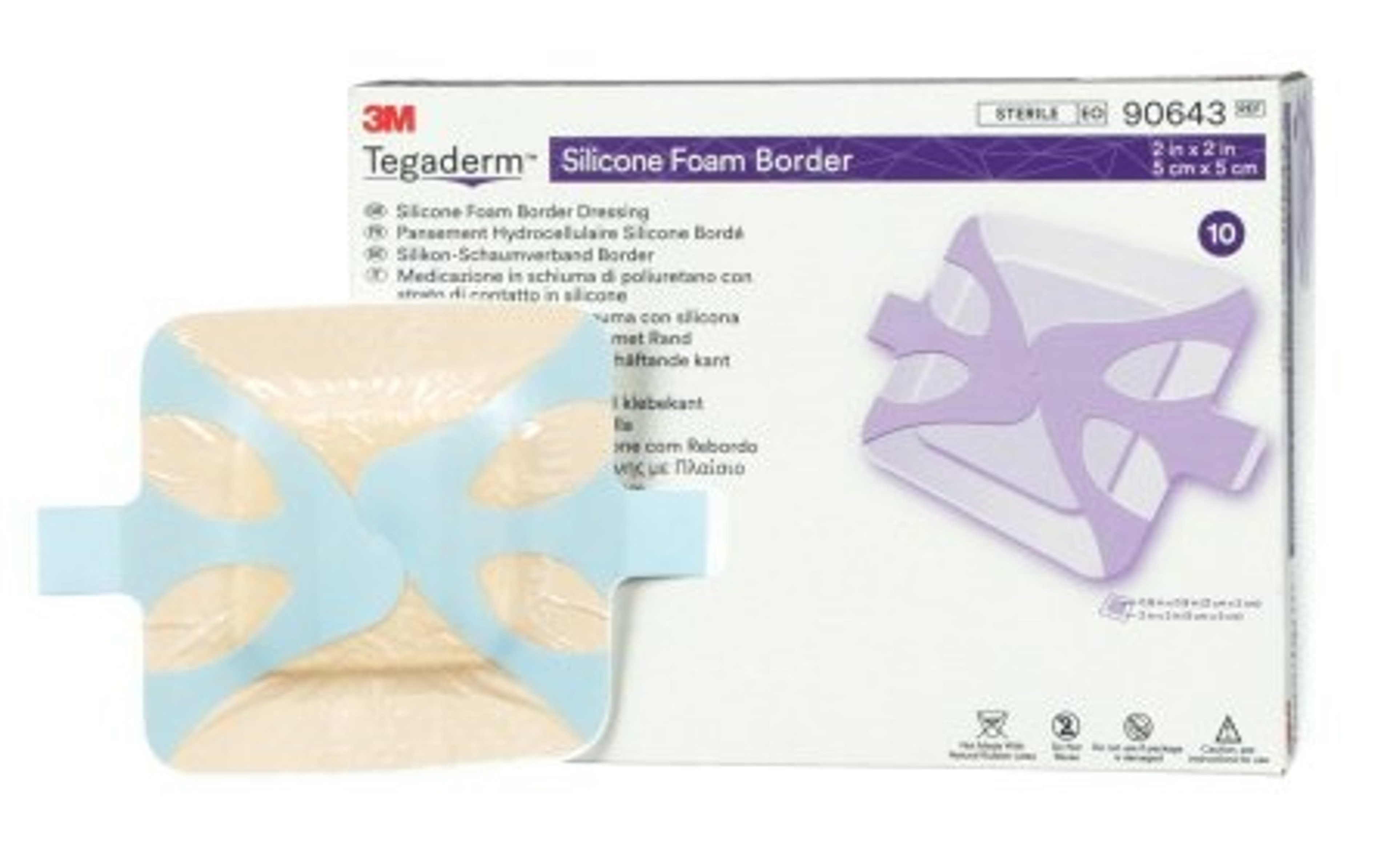 3M Tegaderm Silicone Foam Border Dressing, 2 X 2"