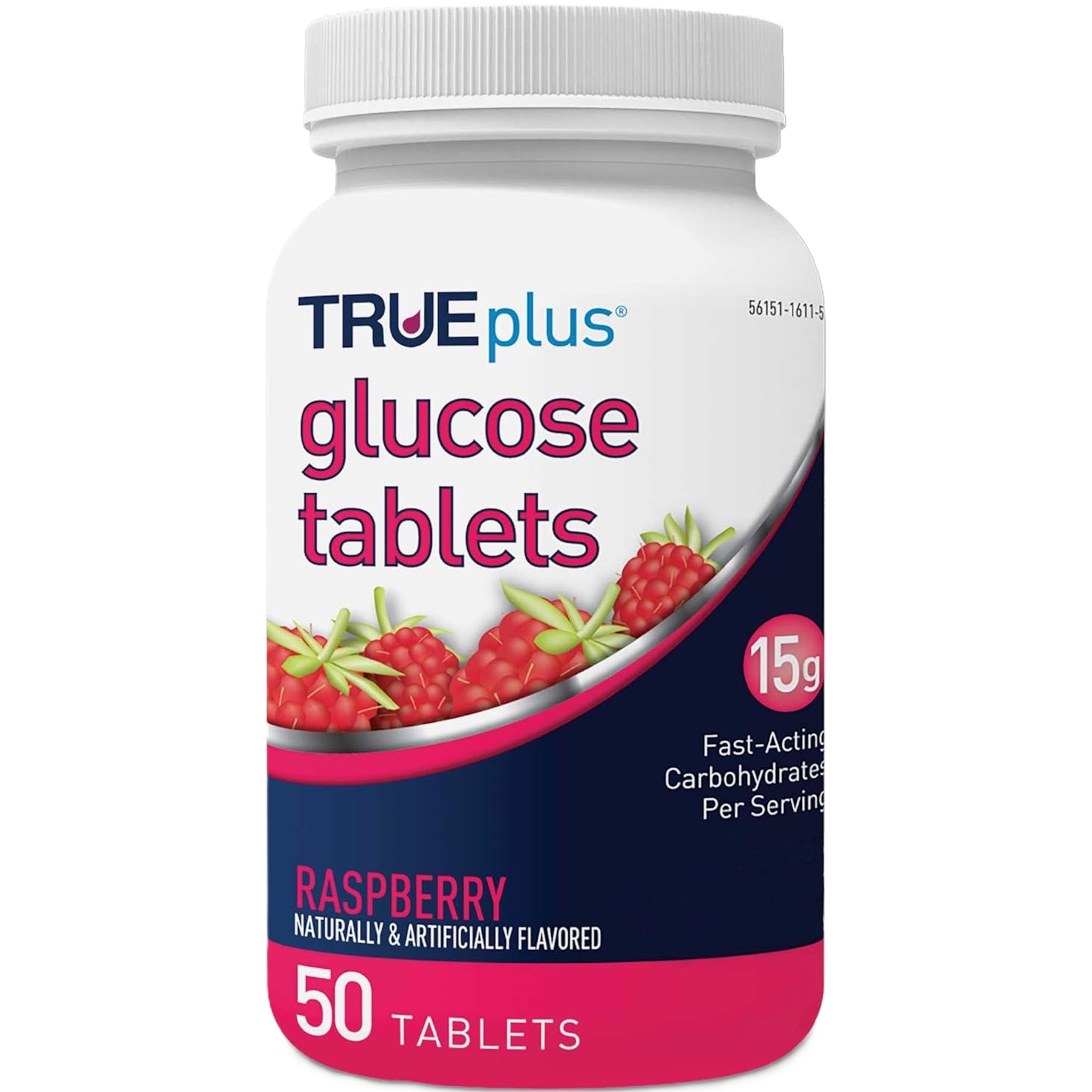 TRUEplus Chewable Glucose Tablets, Raspberry Flavor, 50 Tablets