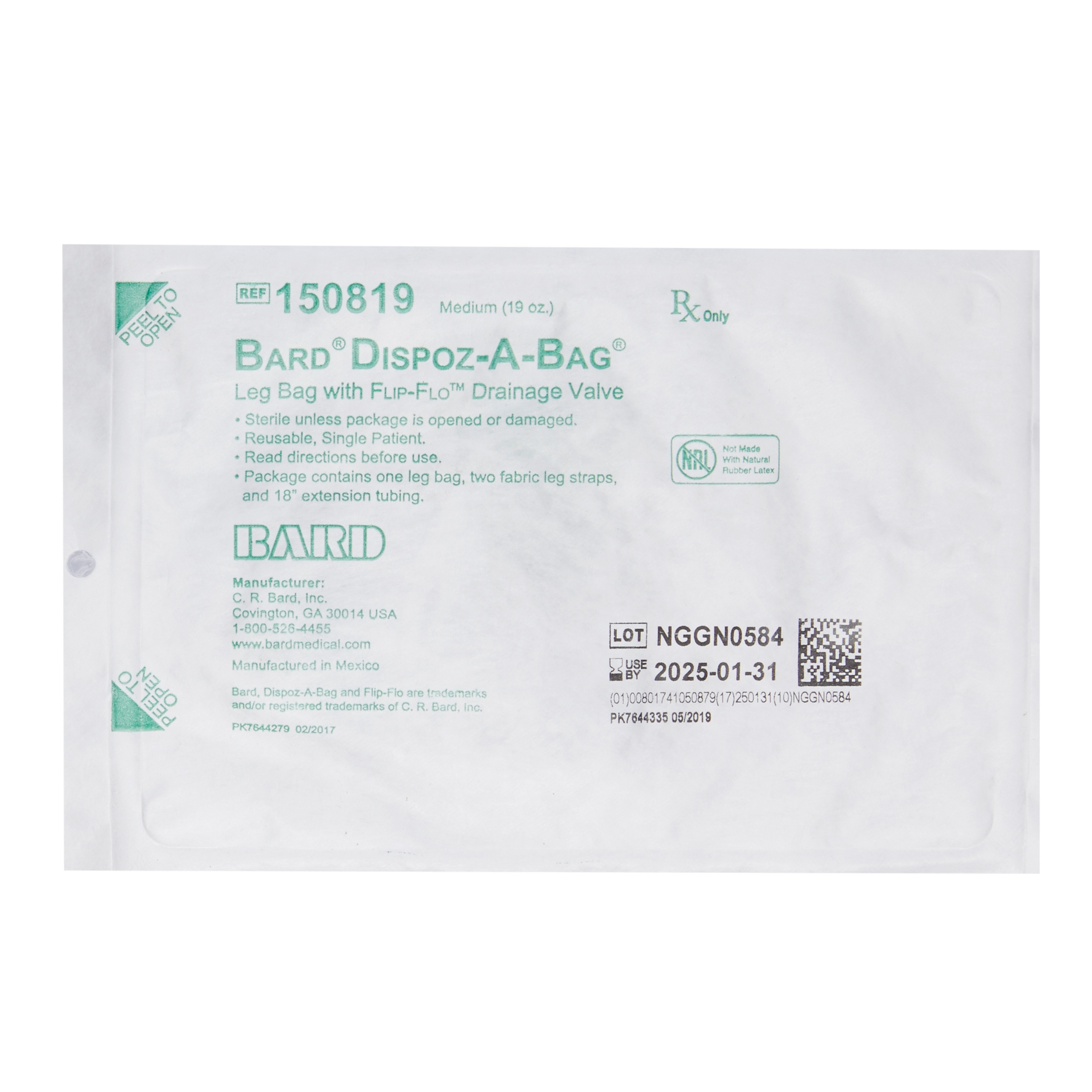 Bard Dispoz-a-Bag Urinary Leg Bag