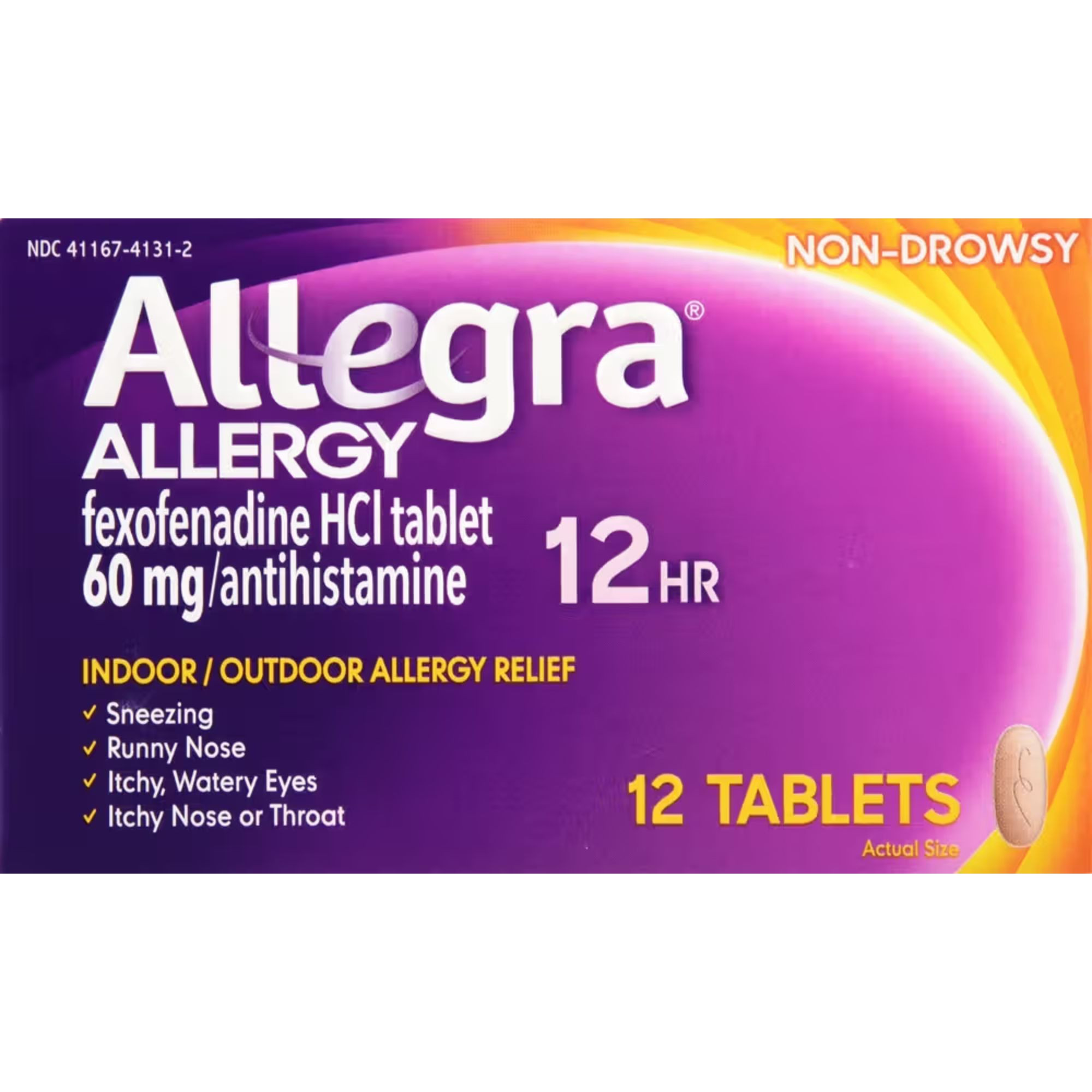 Allegra 12 Hour Adult Non-Drowsy Allergy Relief Tablets, 60 mg