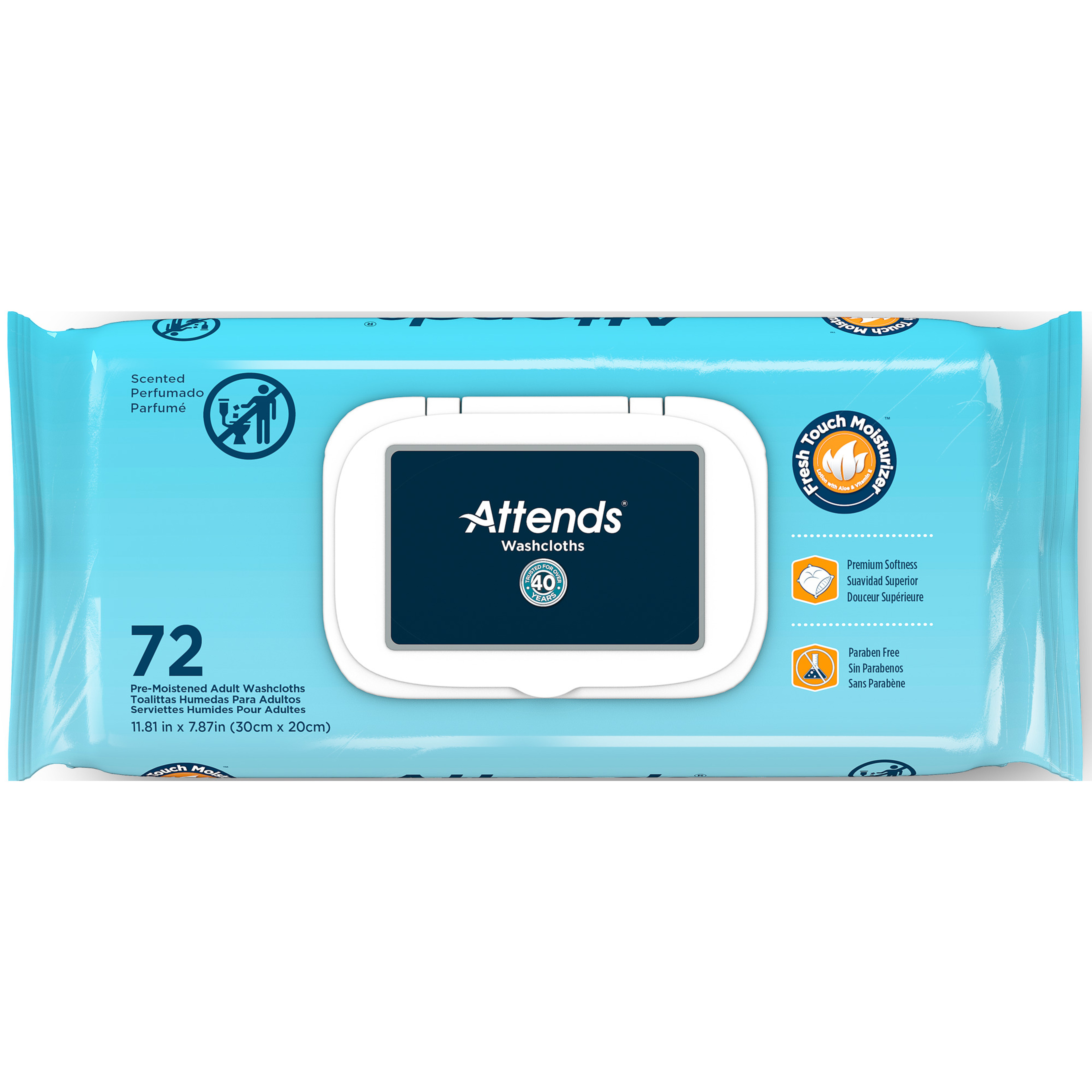 Attends Incontinence Washcloths, Scented
