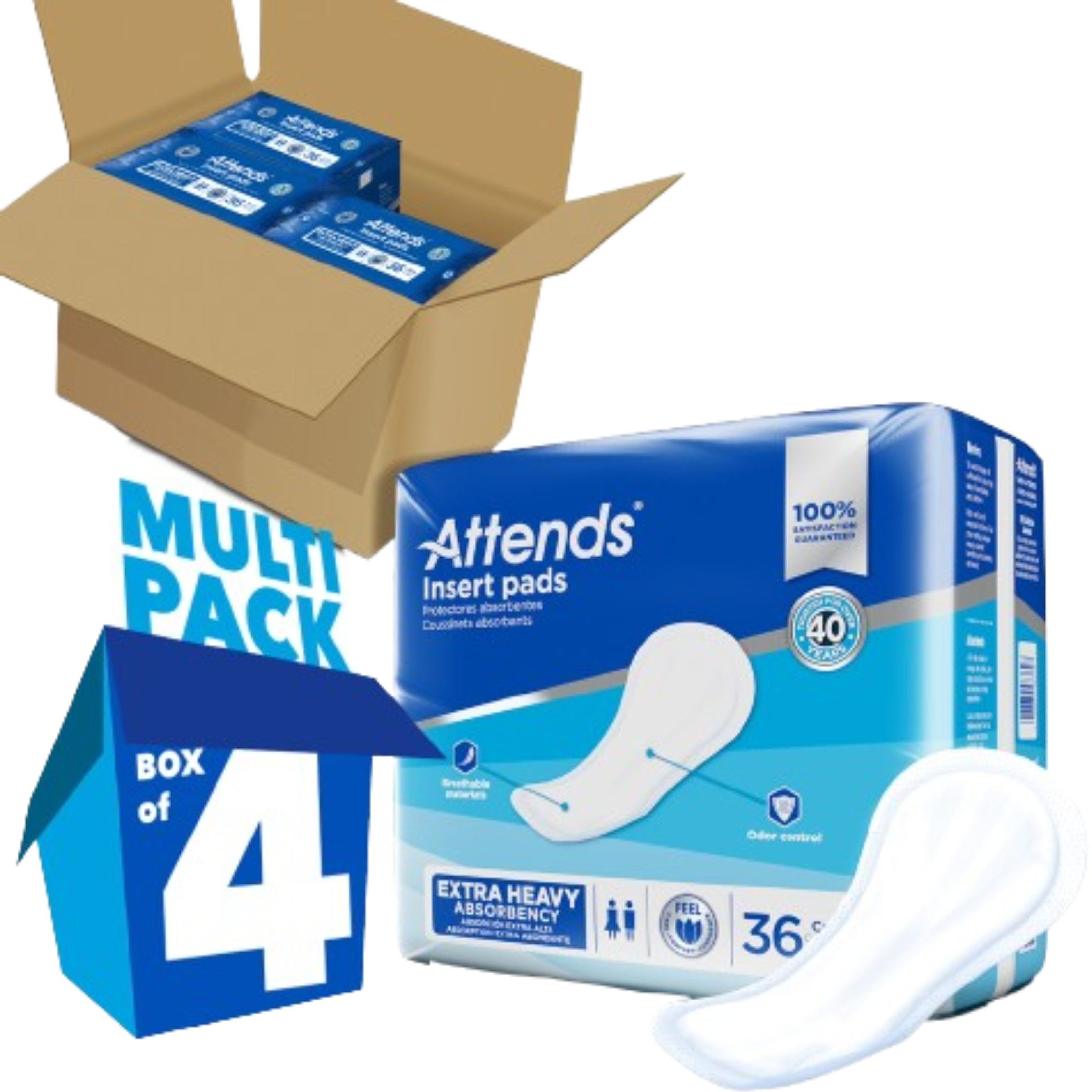 Attends Adult Incontinence Insert Pads, Extra Heavy Absorbency