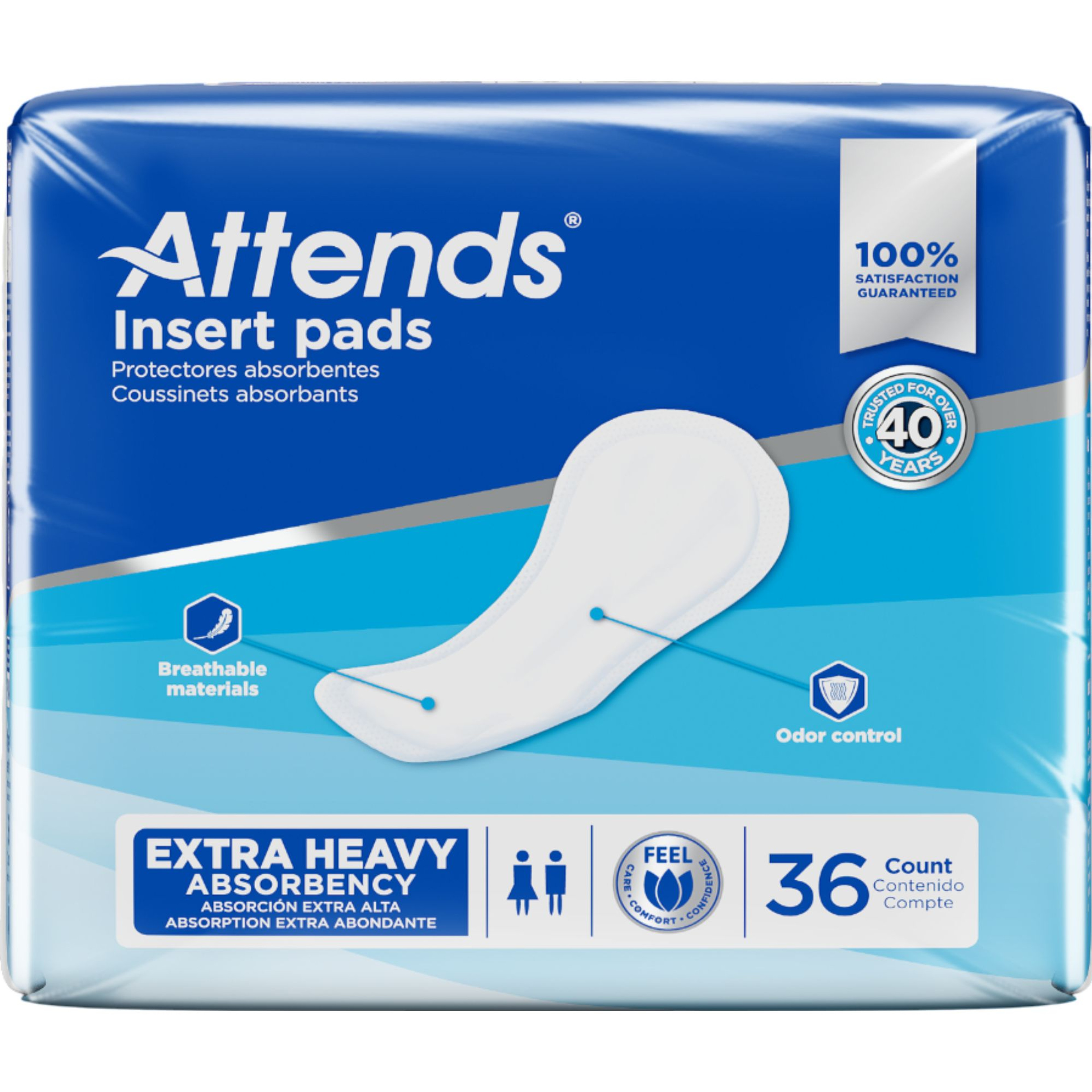 Attends Adult Incontinence Insert Pads, Extra Heavy Absorbency