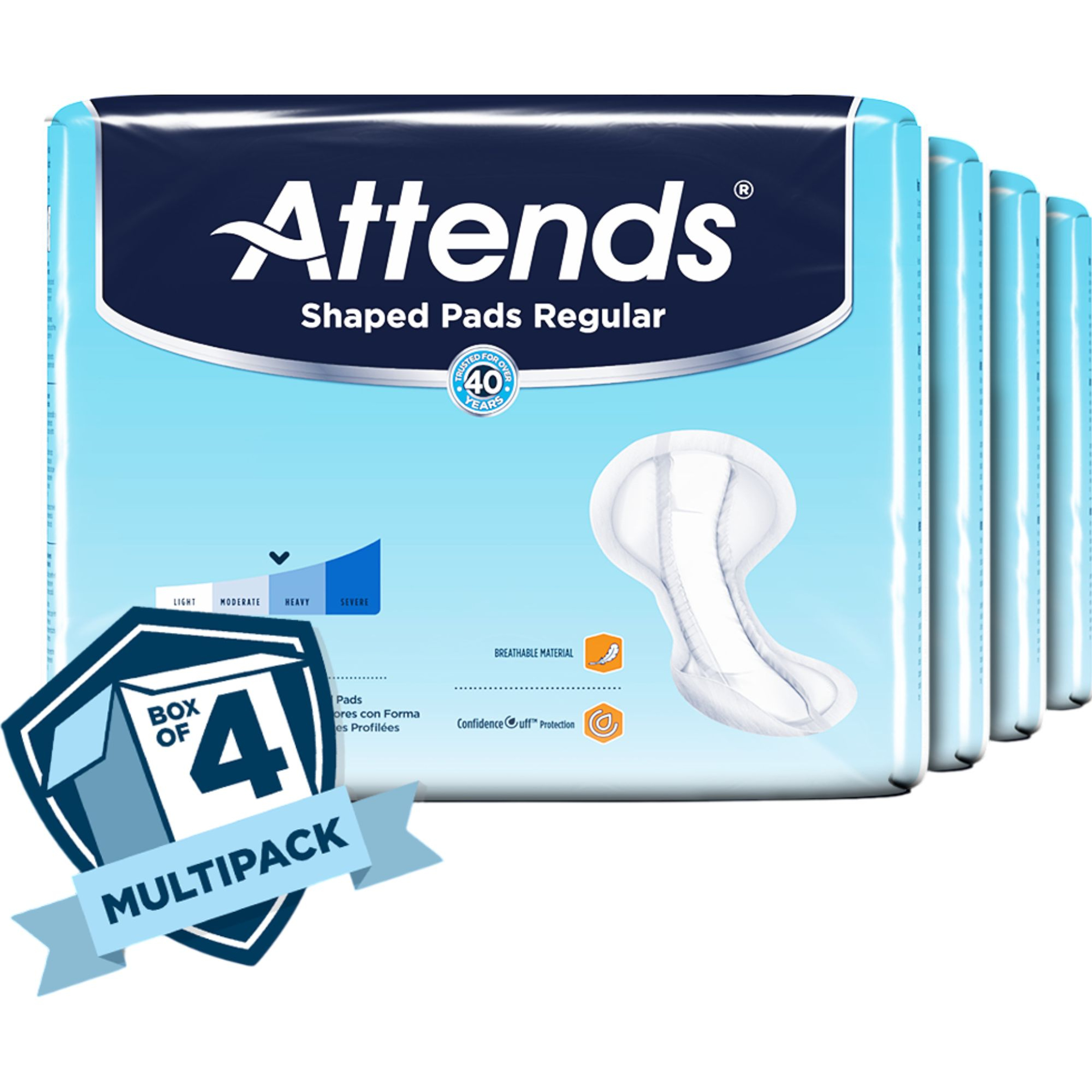 Attends Shaped Adult Incontinence Pads Regular, Heavy Absorbency