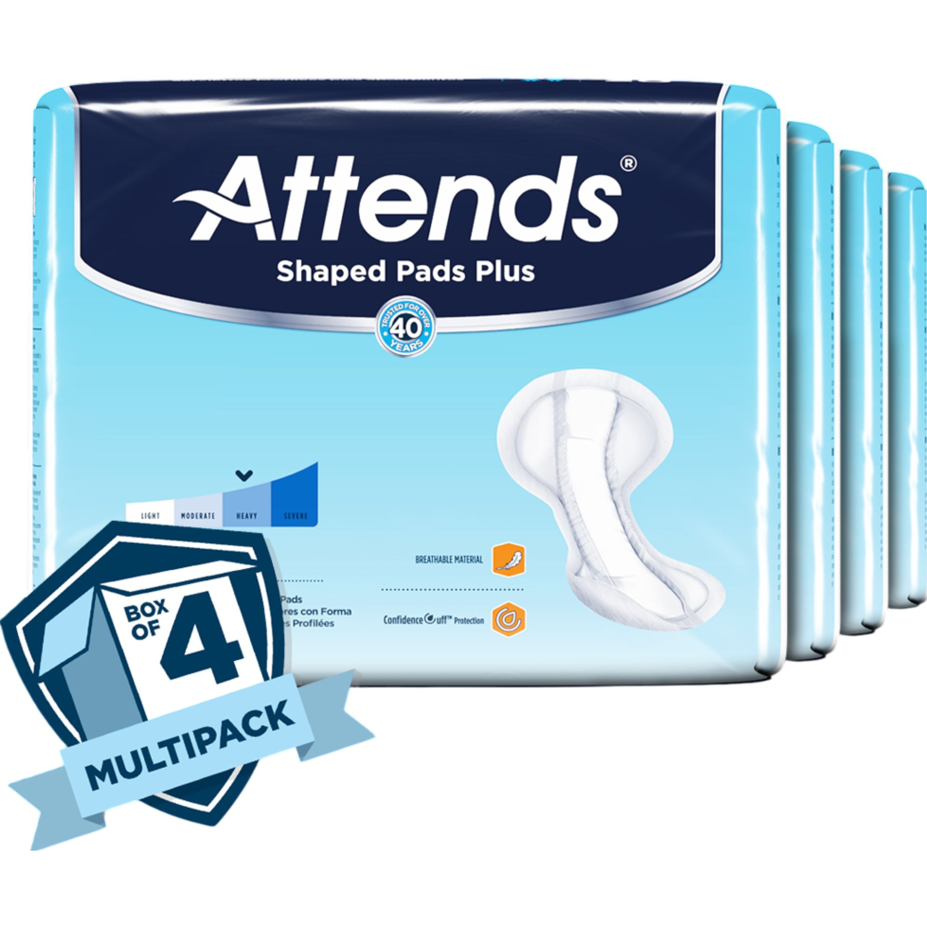 Attends Shaped Adult Incontinence Pads Plus, Heavy Absorbency