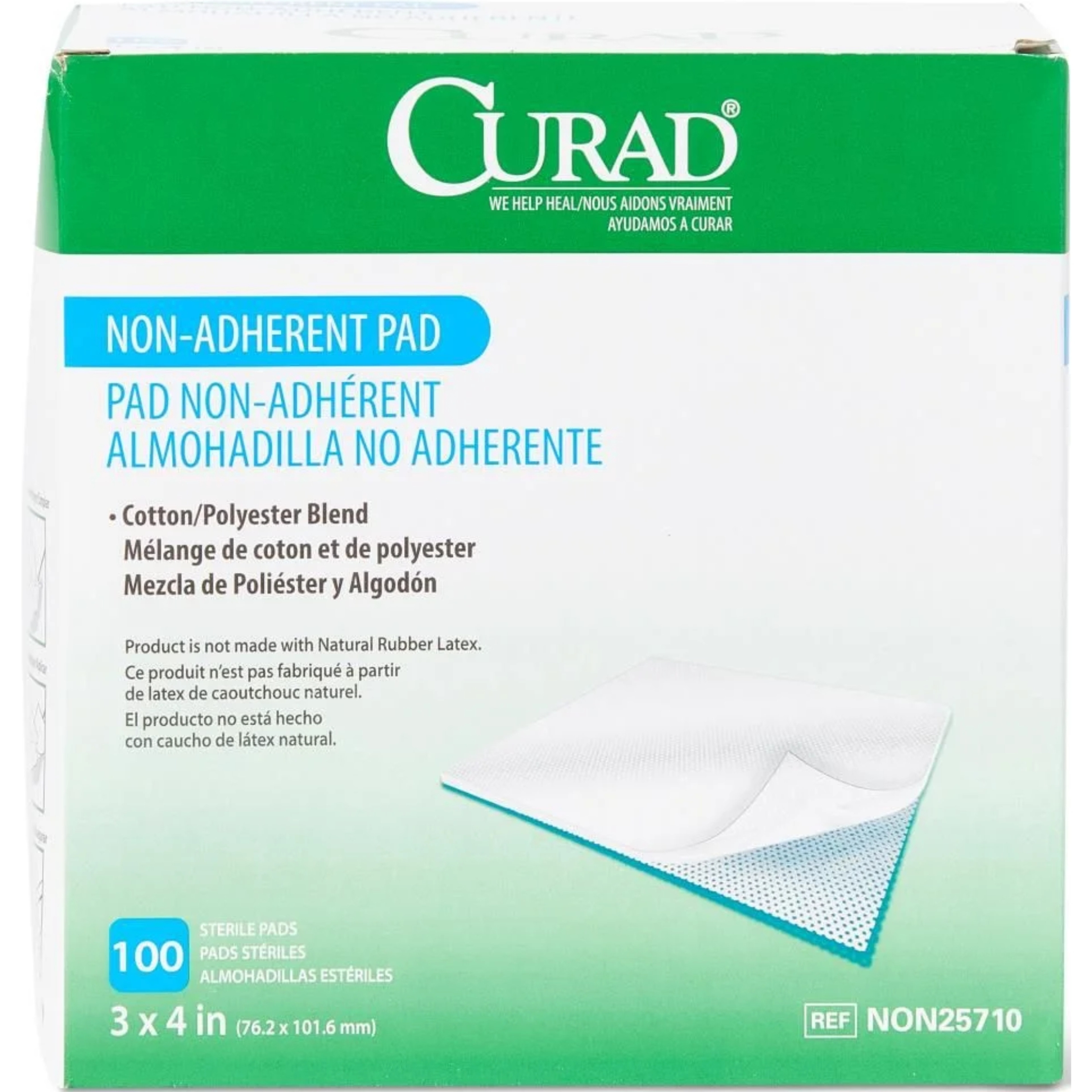 Curad Sterile Non-Adherent First Aid Gauze Pads, 3 x 4 inches