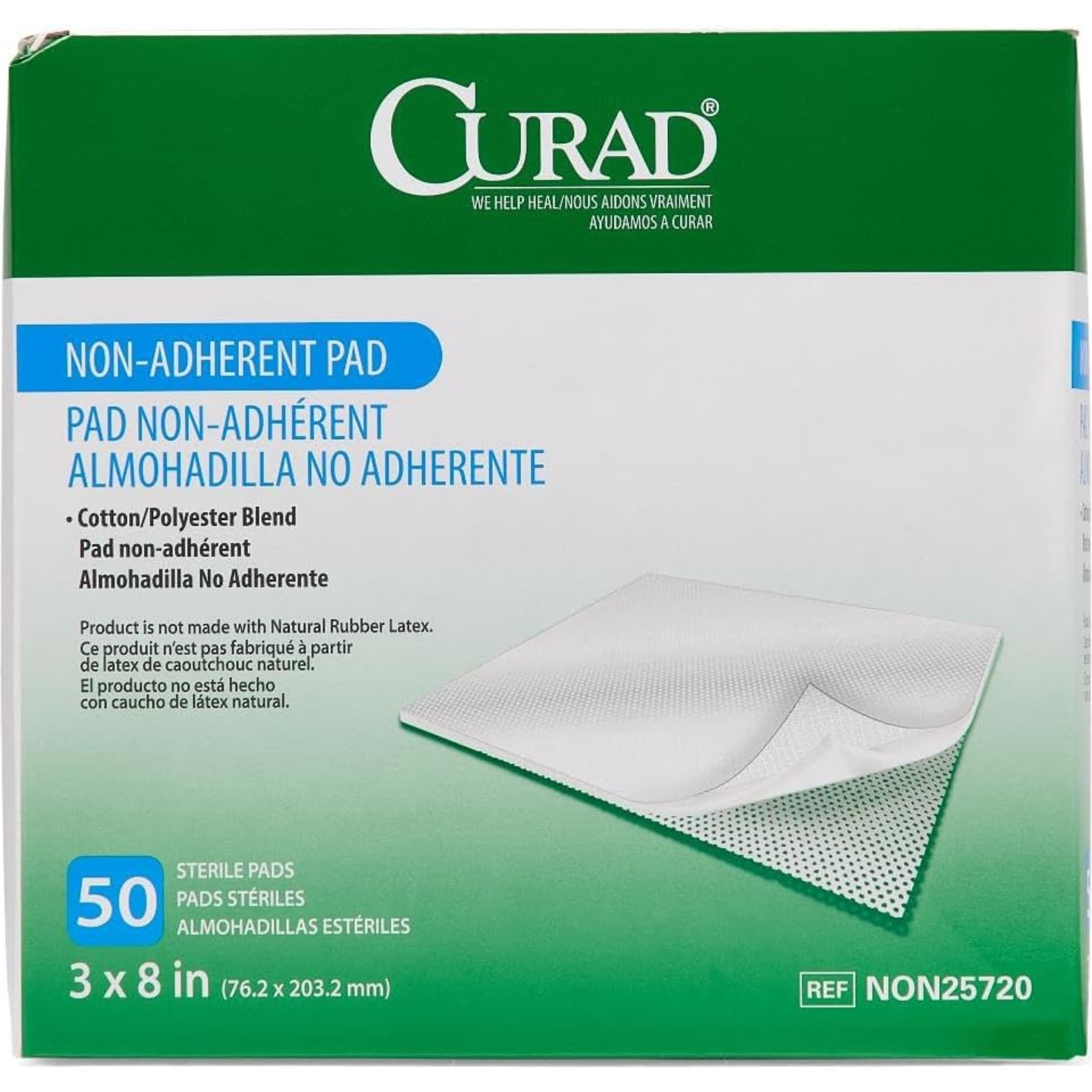 Curad Sterile Non-Adherent First Aid Gauze Pads, 3 x 8 inches