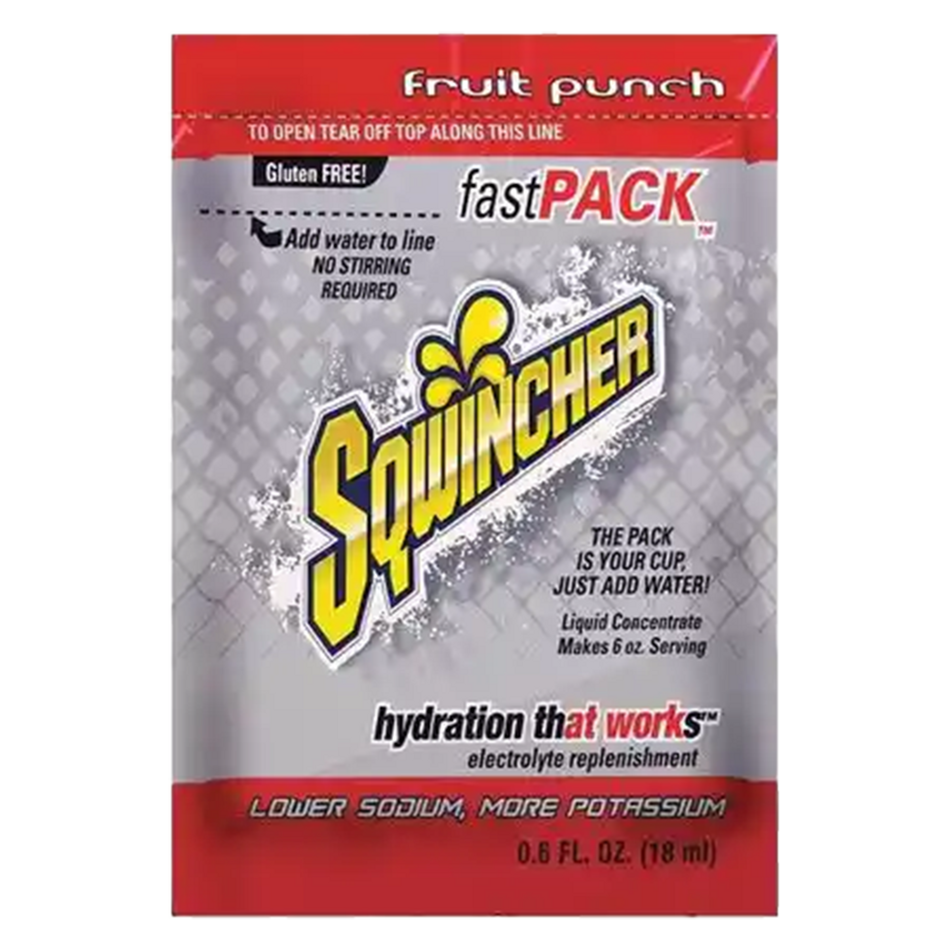 Sqwincher FastPack Liquid Concentrate Packets, Fruit Punch, 0.6 oz.