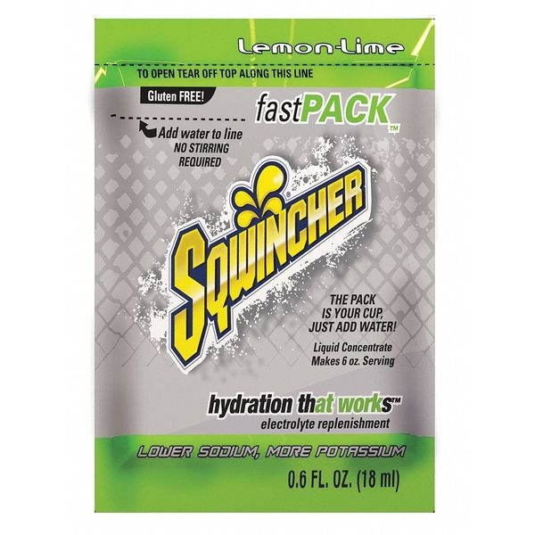 Sqwincher FastPack Liquid Concentrate Packets, Lemon Lime, 0.6 oz.