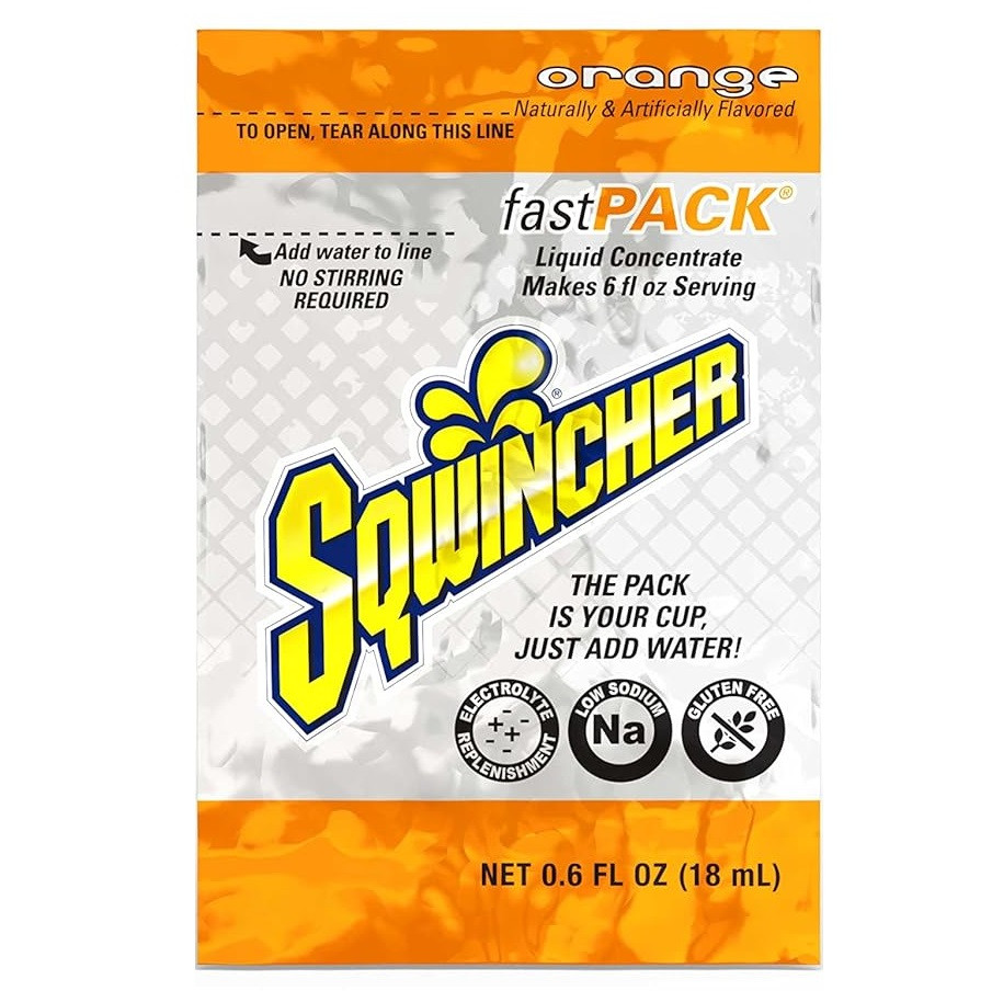 Sqwincher FastPack Liquid Concentrate Packets, Orange, 0.6 oz.