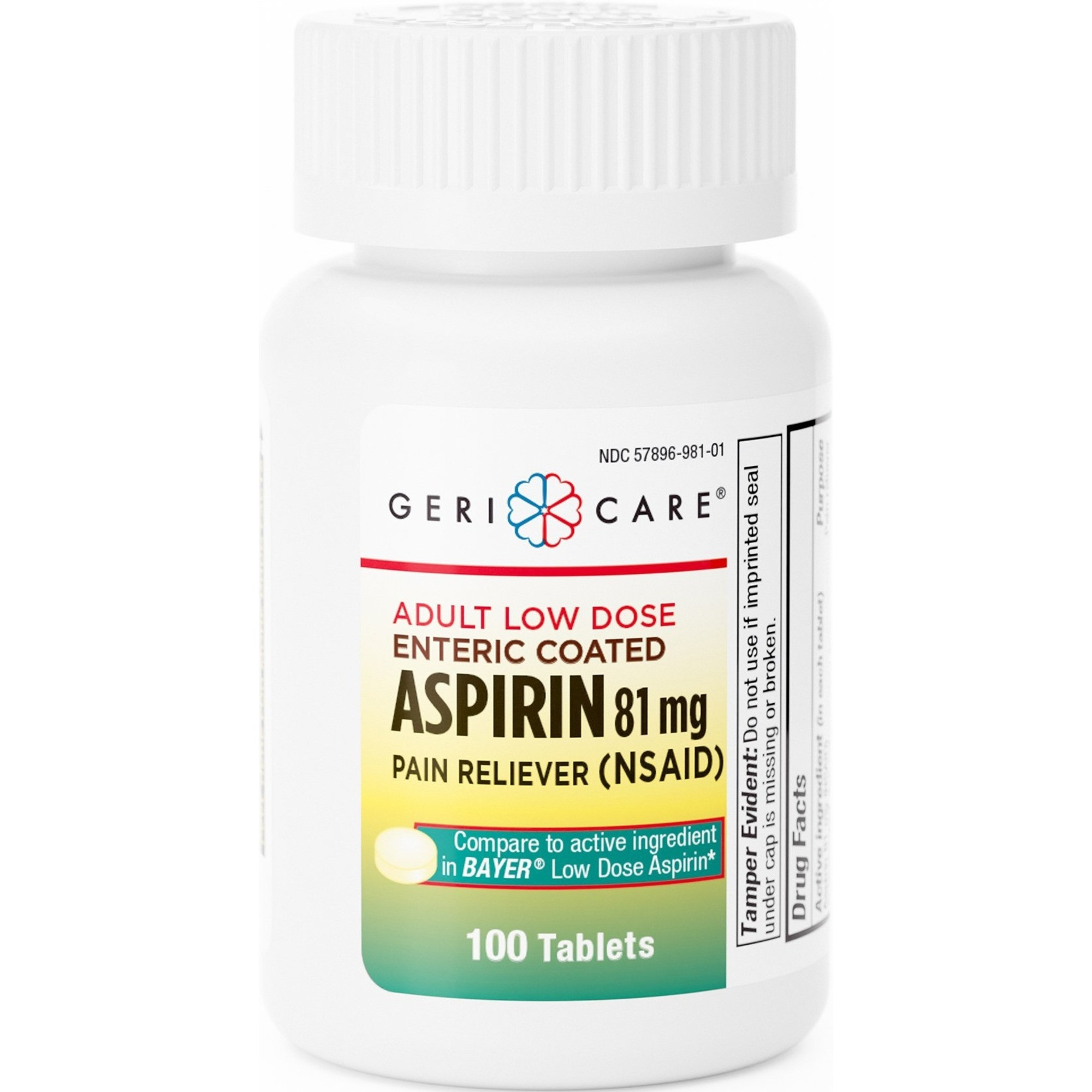 Geri-Care Adult Low Dose Enteric Coated Aspirin Pain Reliever, 81 mg