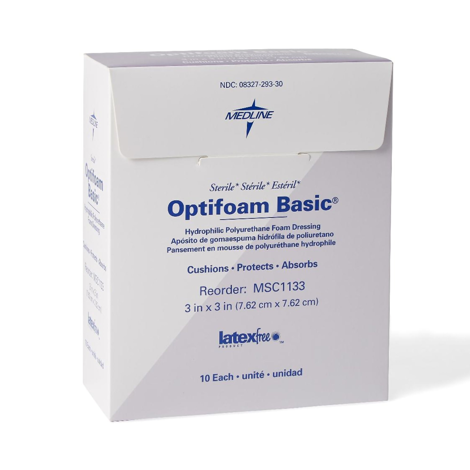 Optifoam Basic Hydrophilic Polyurethane Foam Dressing, 3 X 3"