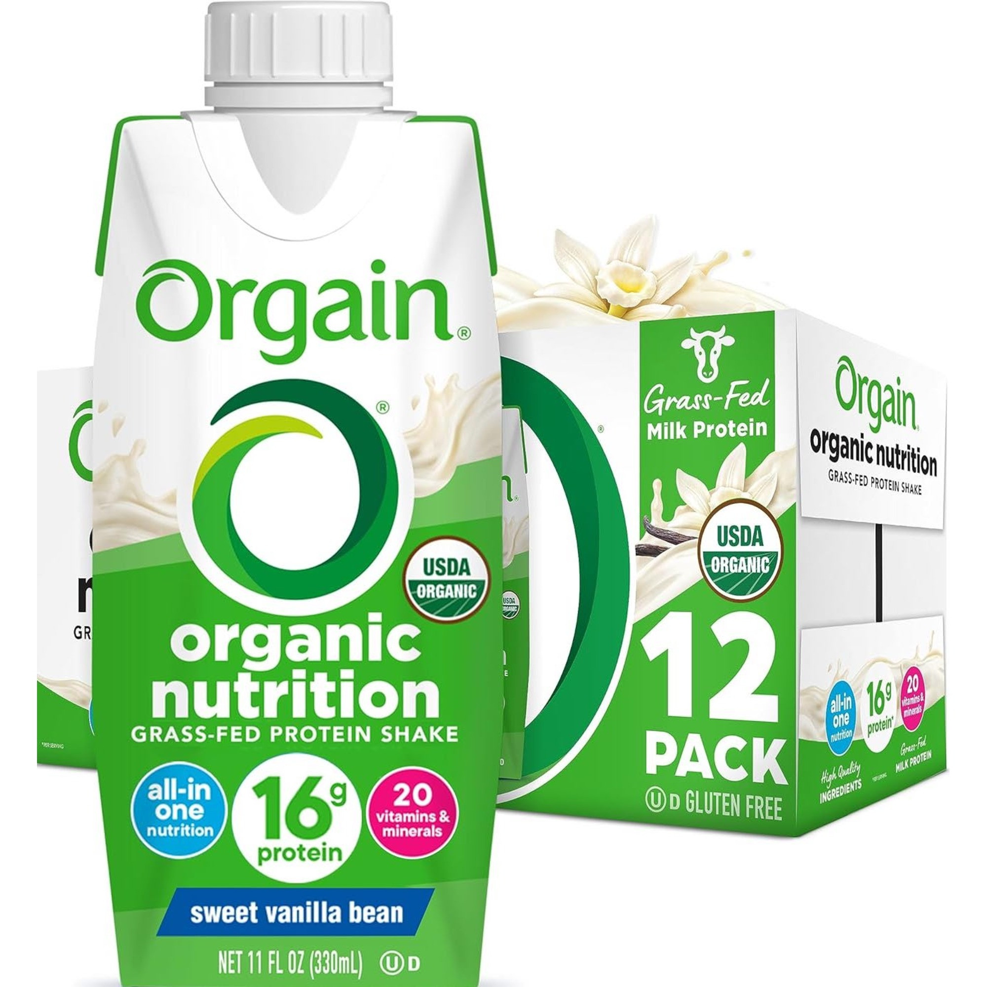 Orgain Organic Nutrition Nutritional Shake, Sweet Vanilla Bean, 11 oz.